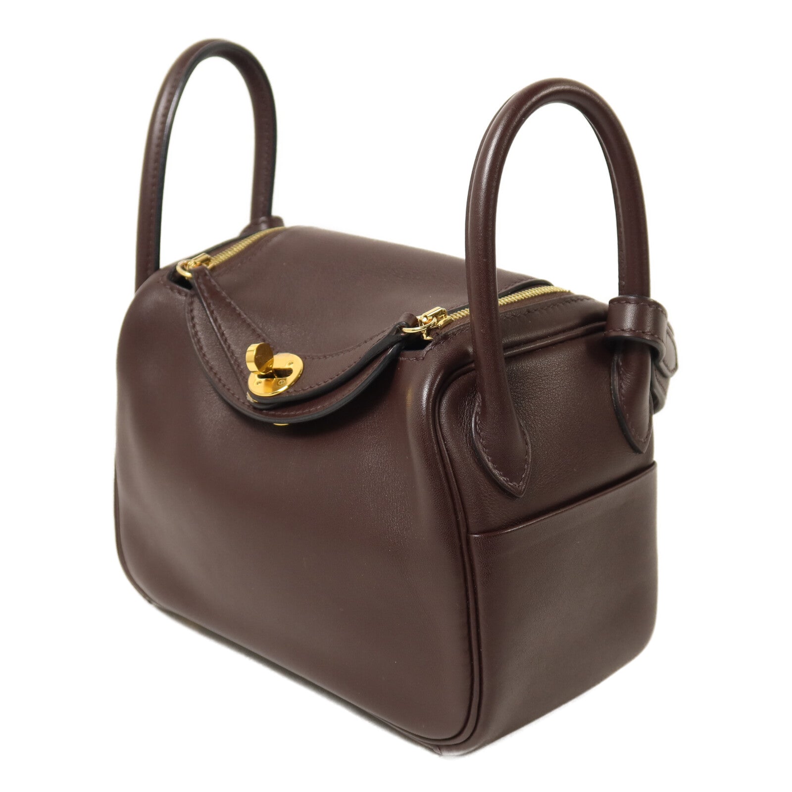 HERMES Swift皮革Mini Lindy手挽肩背兩用袋Rouge Sellier