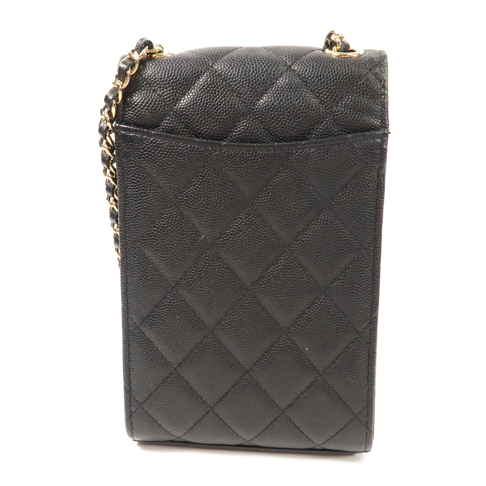 CHANEL 牛皮皮革Phone Bag金扣鏈帶肩背袋