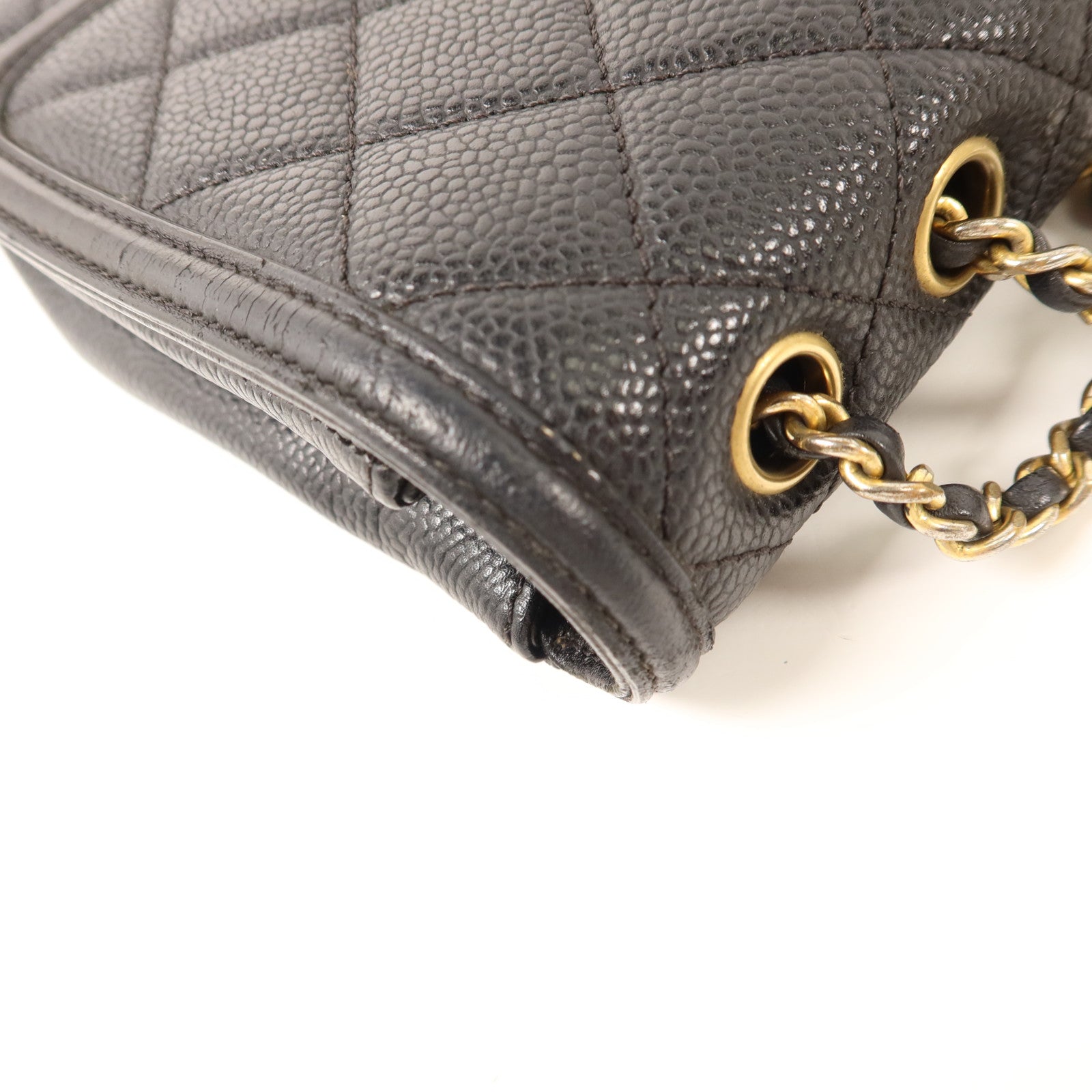 CHANEL 牛皮皮革Chain Shoulder金扣鏈帶肩背袋