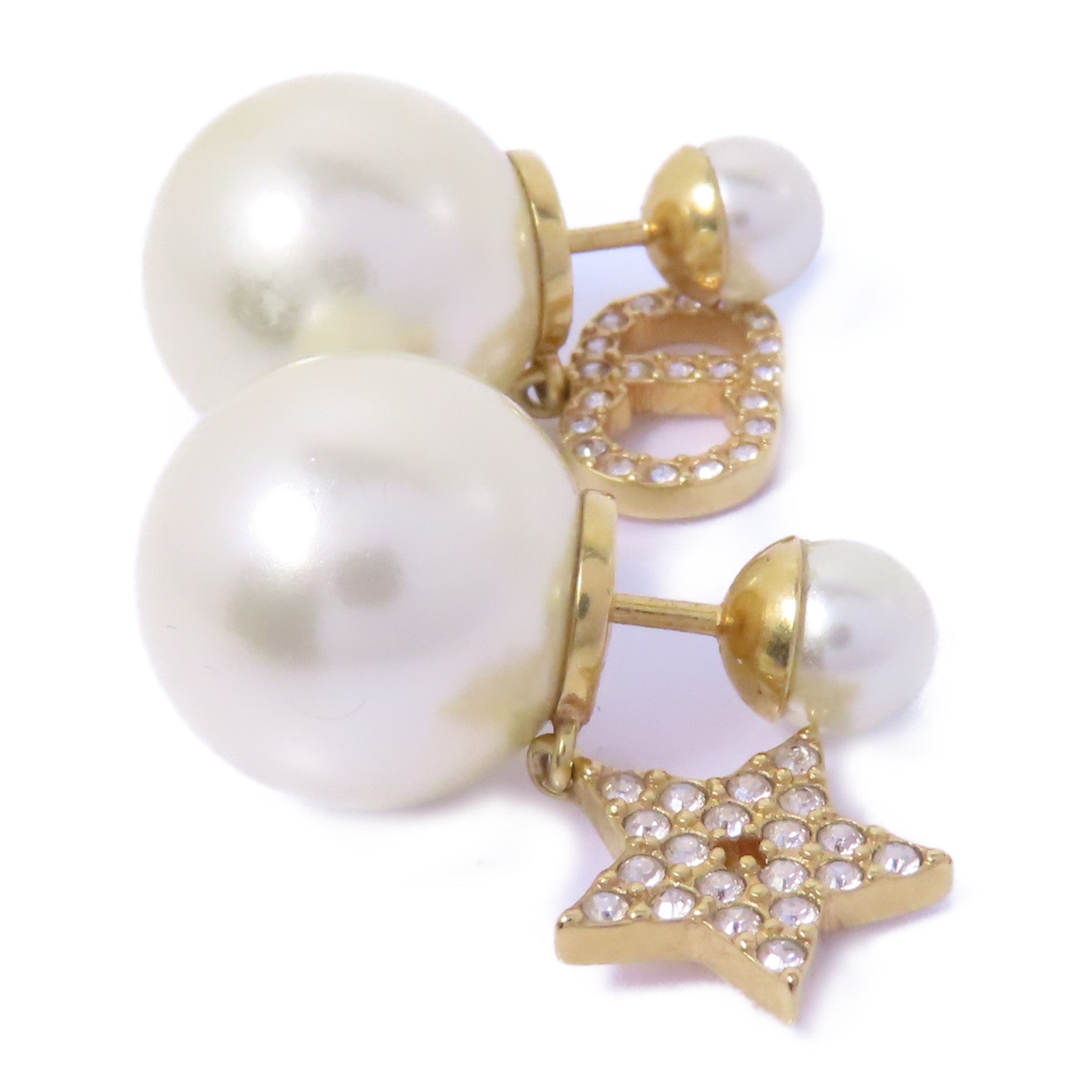 Dior 金屬/PVC Earrings耳環白色/金色