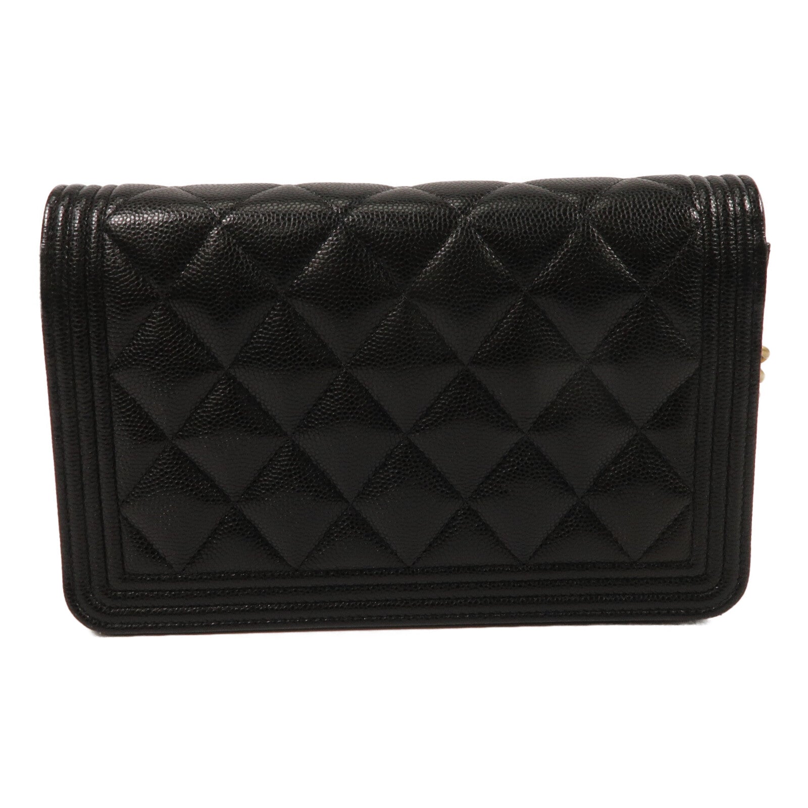 CHANEL 牛皮皮革Boy Wallet On Chain鏈帶肩背袋