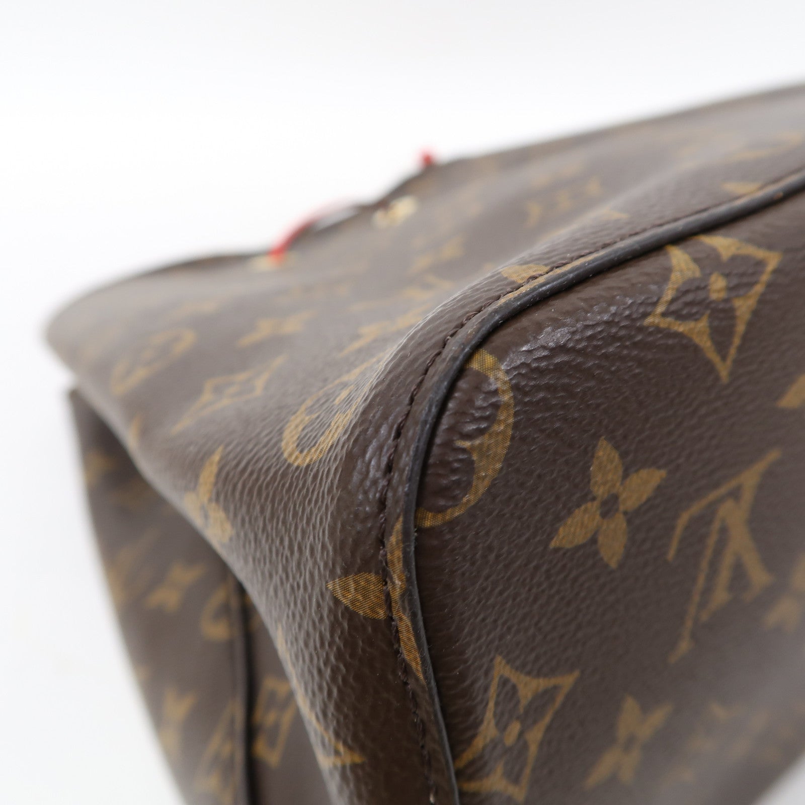 LOUIS VUITTON Monogram Neo Noe MM金扣肩背袋啡色/紅色