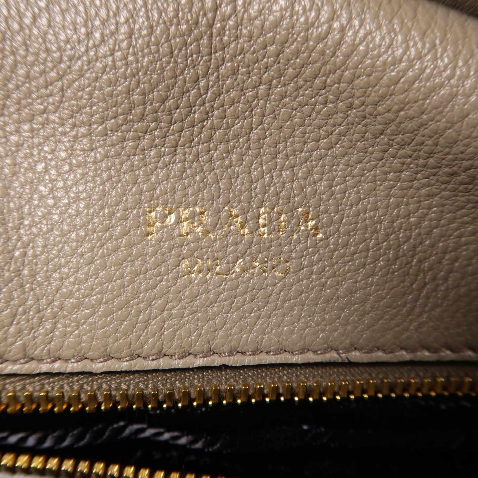 PRADA GHW Vit Daino Vitello Phenix 2 Way Bag Calfskin Leather Gray
