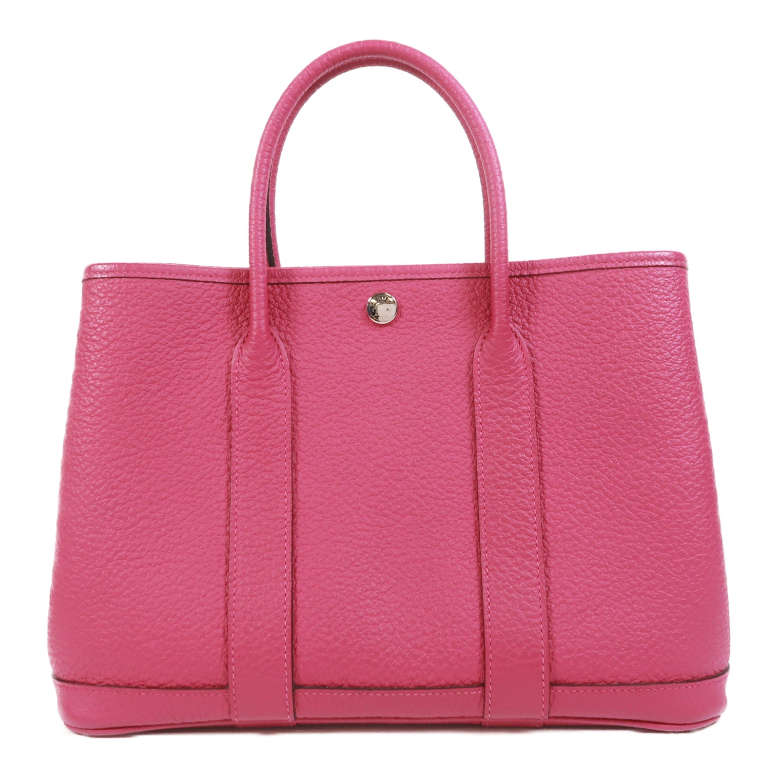 HERMES Negonda皮革Garden Party TPM銀扣手挽袋Rose Pourpre