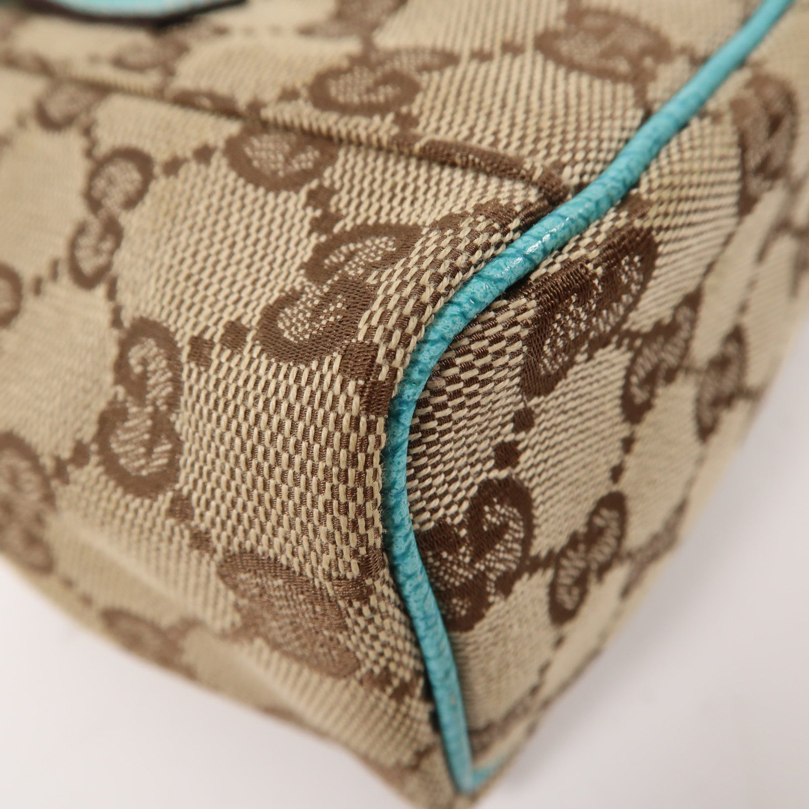 GUCCI 【激減優惠】帆布Small Vanity Bag銀扣手挽袋啡色