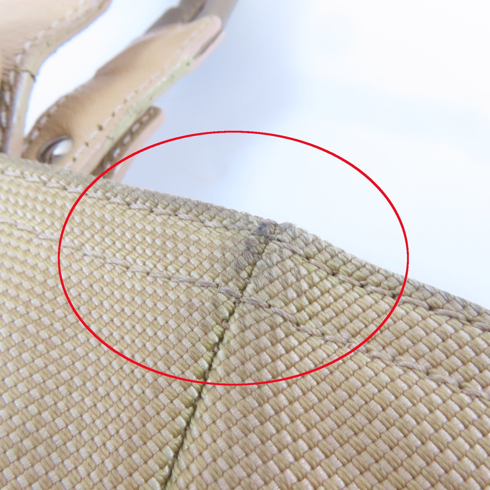 CHANEL (PRICE DOWN) Quilted CC SHW Paris Biarritz Tote Bag Handbag PVC Coated Canvas Beige