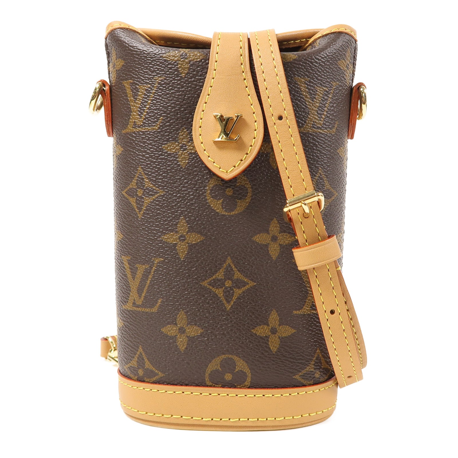 LOUIS VUITTON Monogram Fold Me Pouch金扣肩背袋啡色