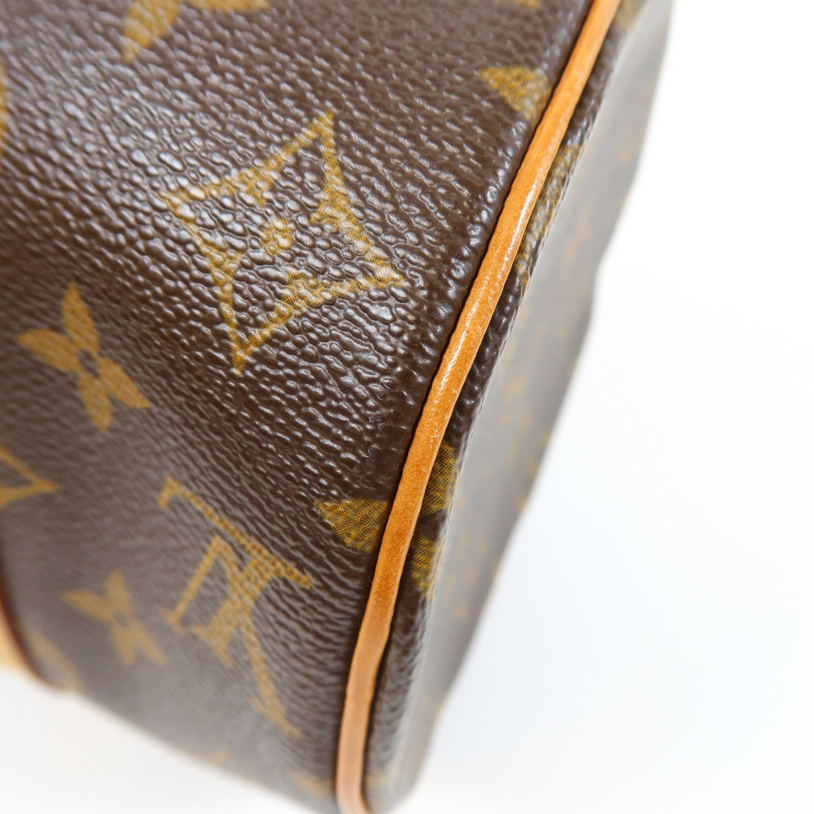 LOUIS VUITTON Monogram Papillon PM金扣手挽袋棕色