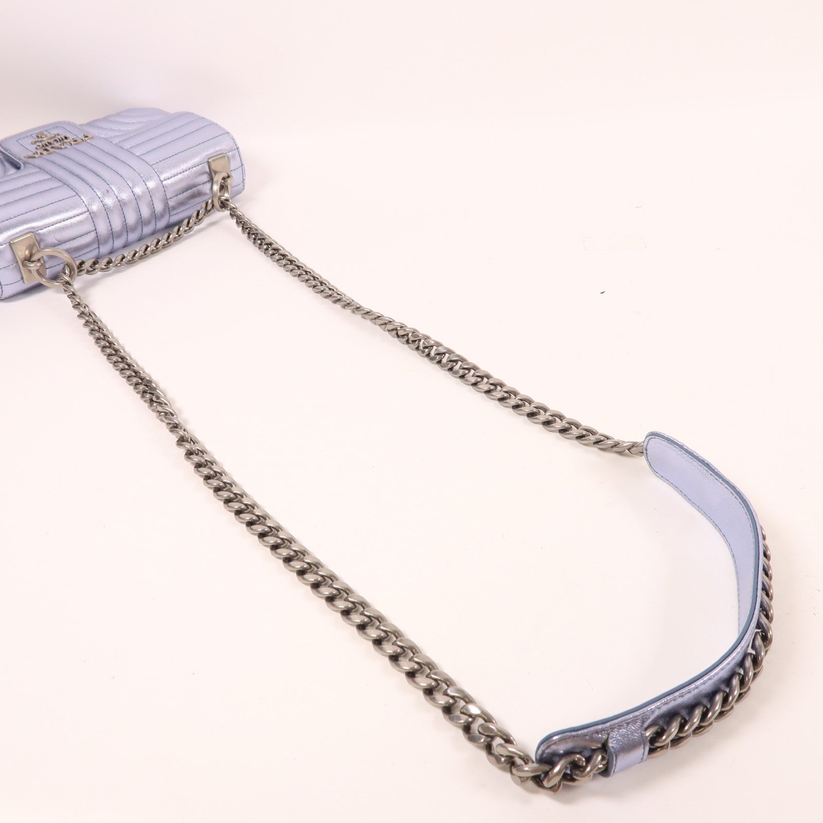 PRADA 羊皮皮革Chain Shoulder銀扣鏈帶肩背袋