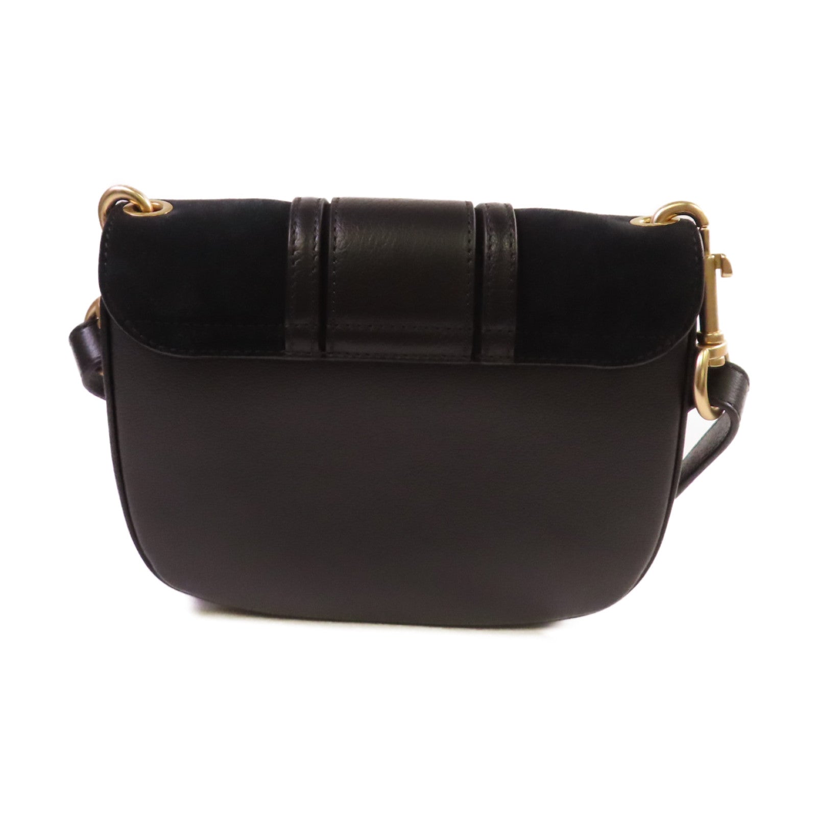 SEE BY CHLOE 麂皮皮革/牛皮皮革Hana Small Shoulder Bag金扣肩背袋黑色