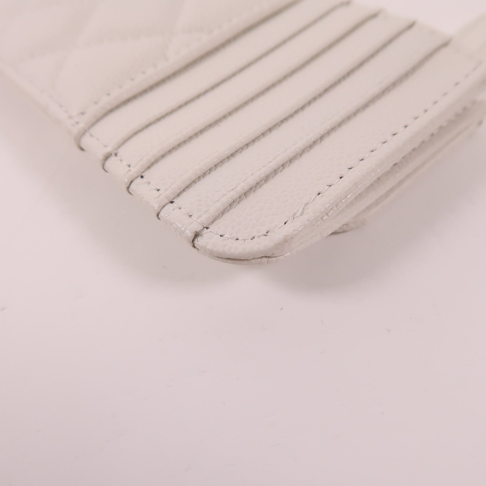 CHANEL CC GHW Card Case Calfskin Leather White