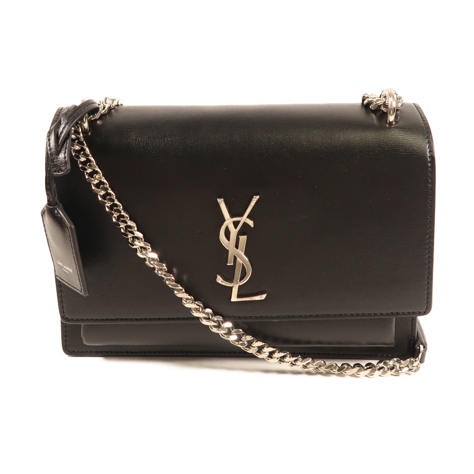 SAINT LAURENT 牛皮皮革Sunset Medium銀扣鏈帶肩背袋