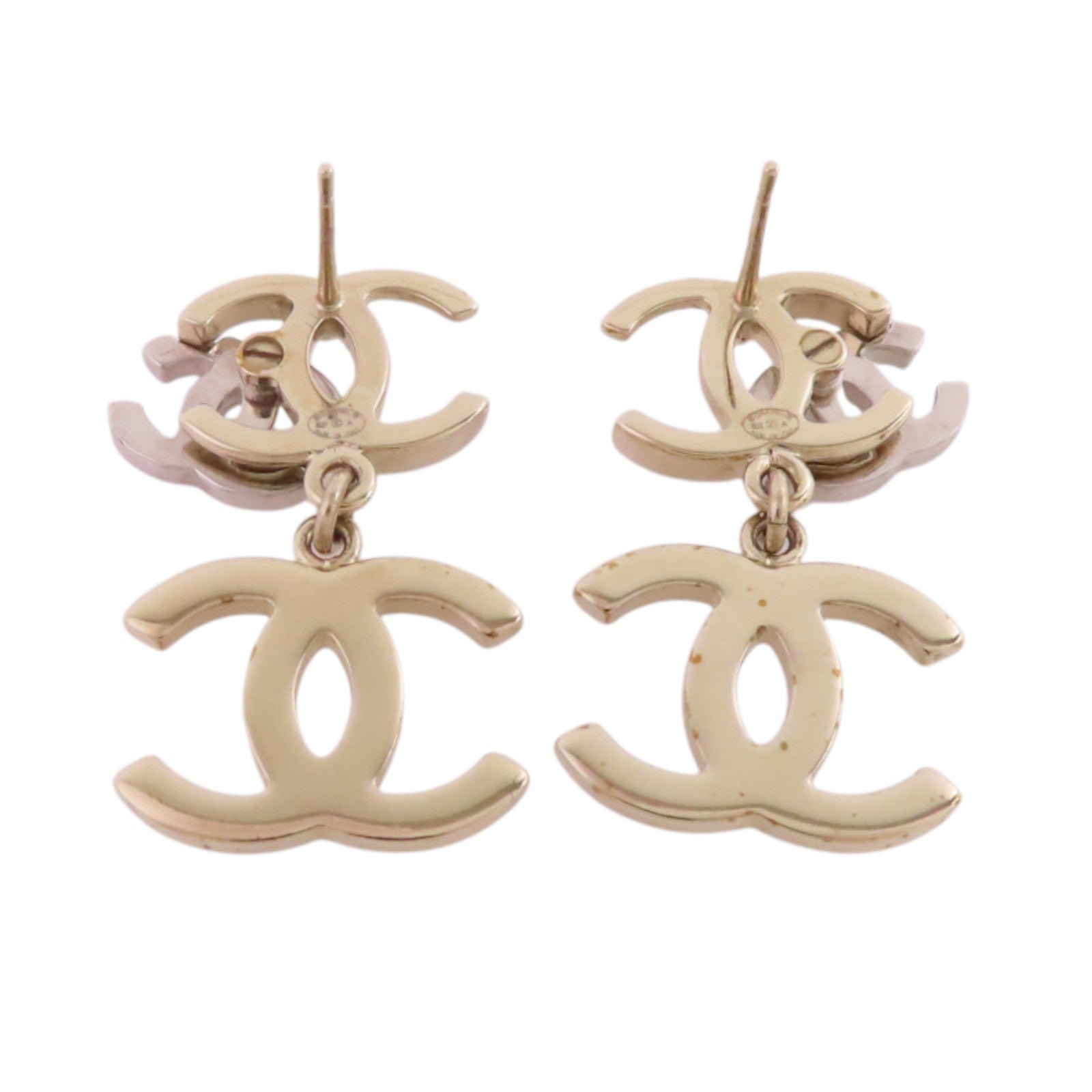 CHANEL 金屬/水鑽/仿珍珠CC Earrings金扣耳環