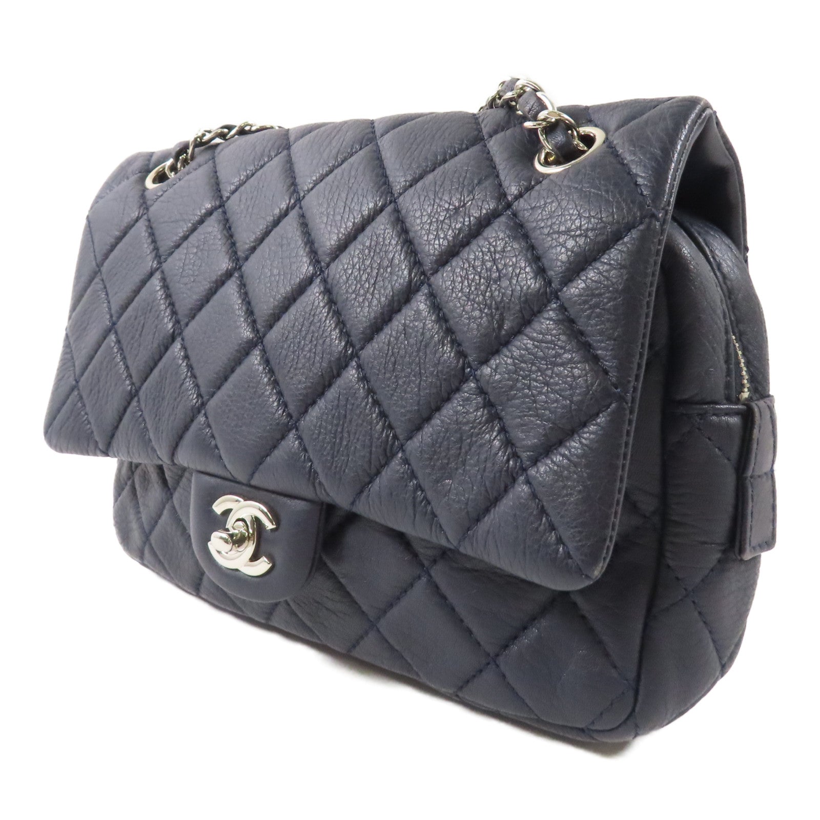 CHANEL 牛皮皮革Chain Shoulder銀扣鏈帶肩背袋
