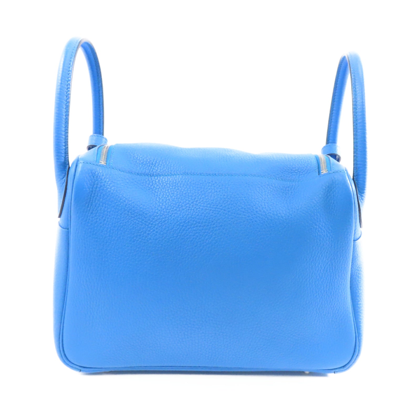 HERMES 【激減優惠】Clemence皮革Lindy 30銀扣手挽肩背兩用袋Blue Zanzibar/藍色