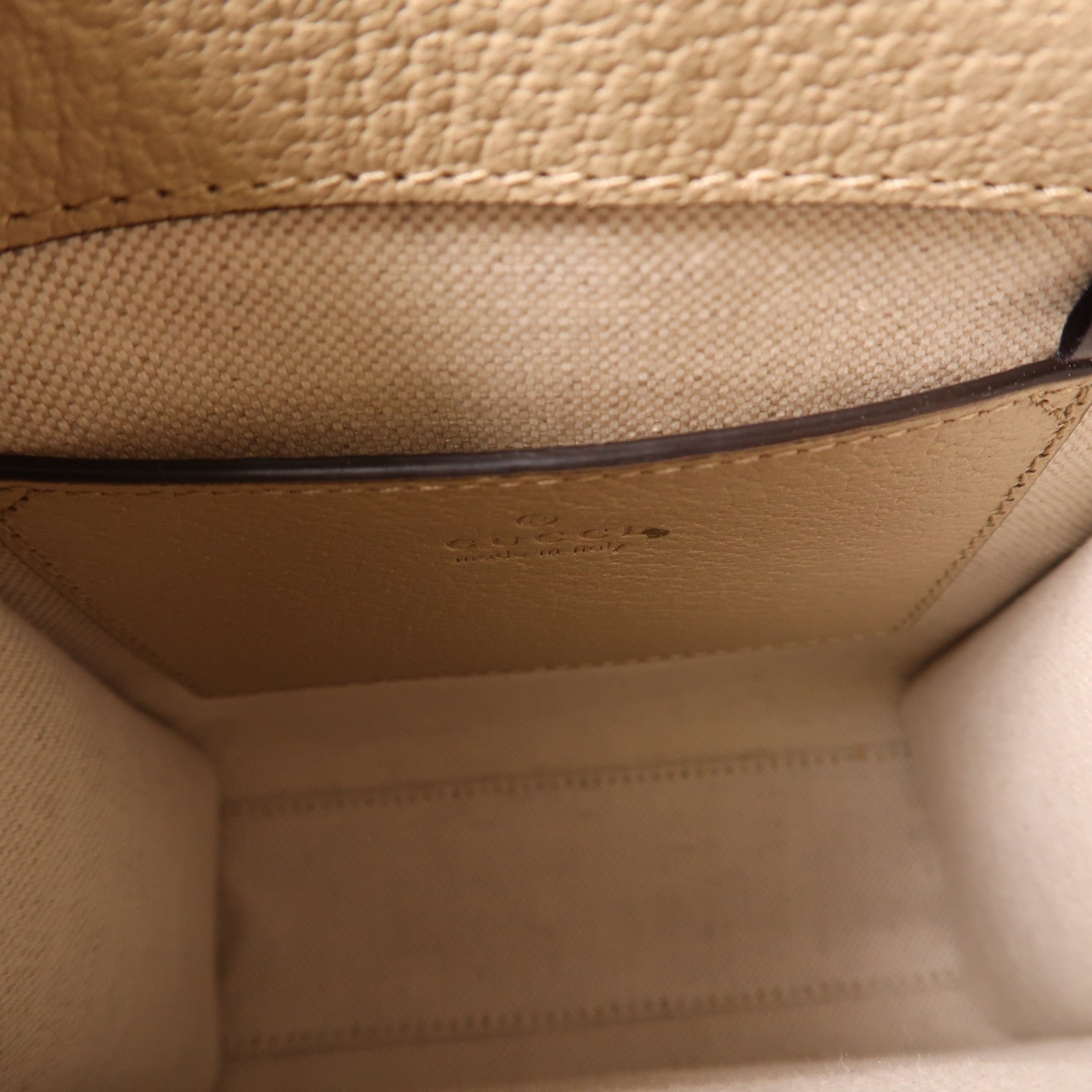 GUCCI 塗層帆布/皮革Mini 2 Way Tote金扣手挽肩背兩用袋米色
