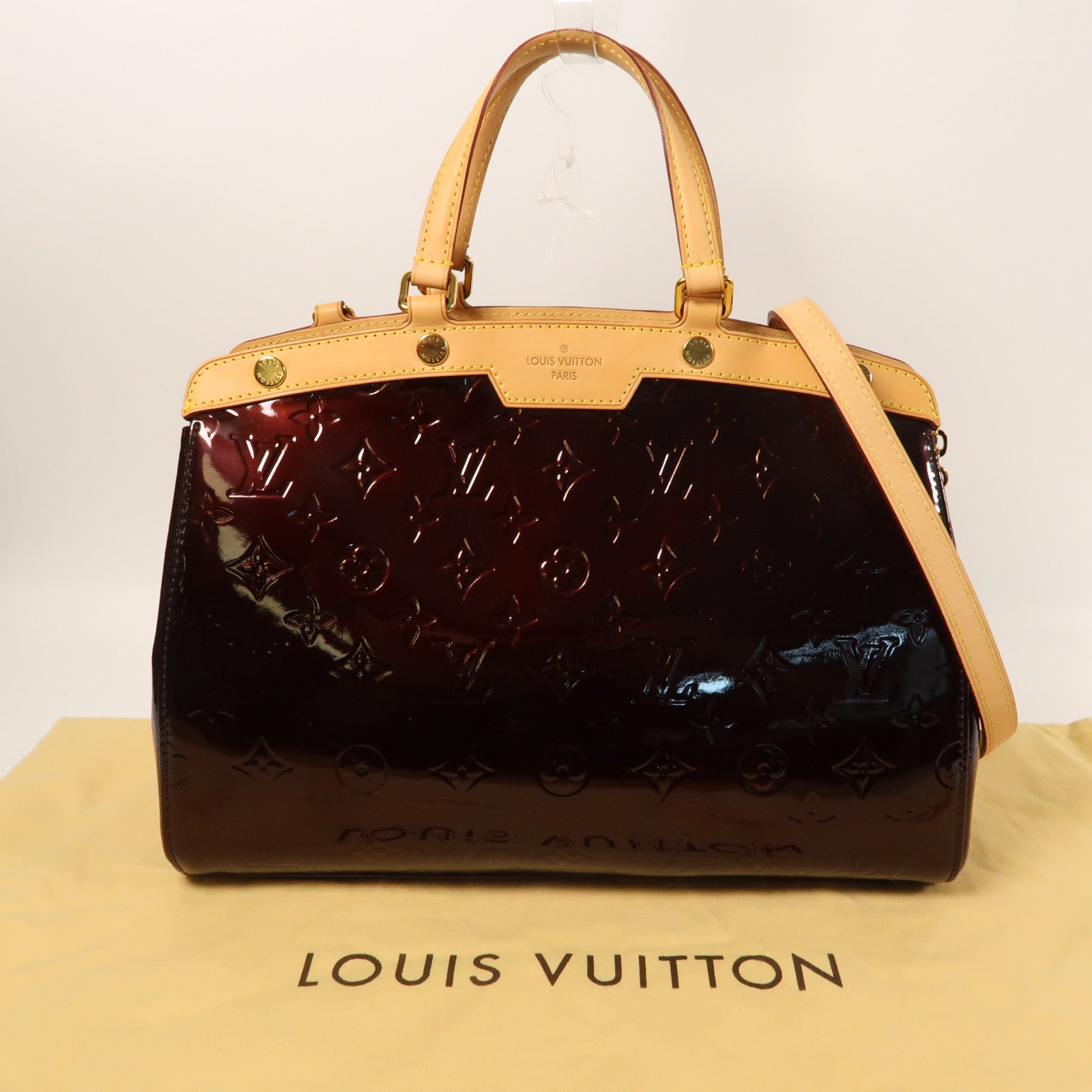 LOUIS VUITTON 【激減優惠】Monogram Vernis Brea MM金扣手挽肩背兩用袋紅色