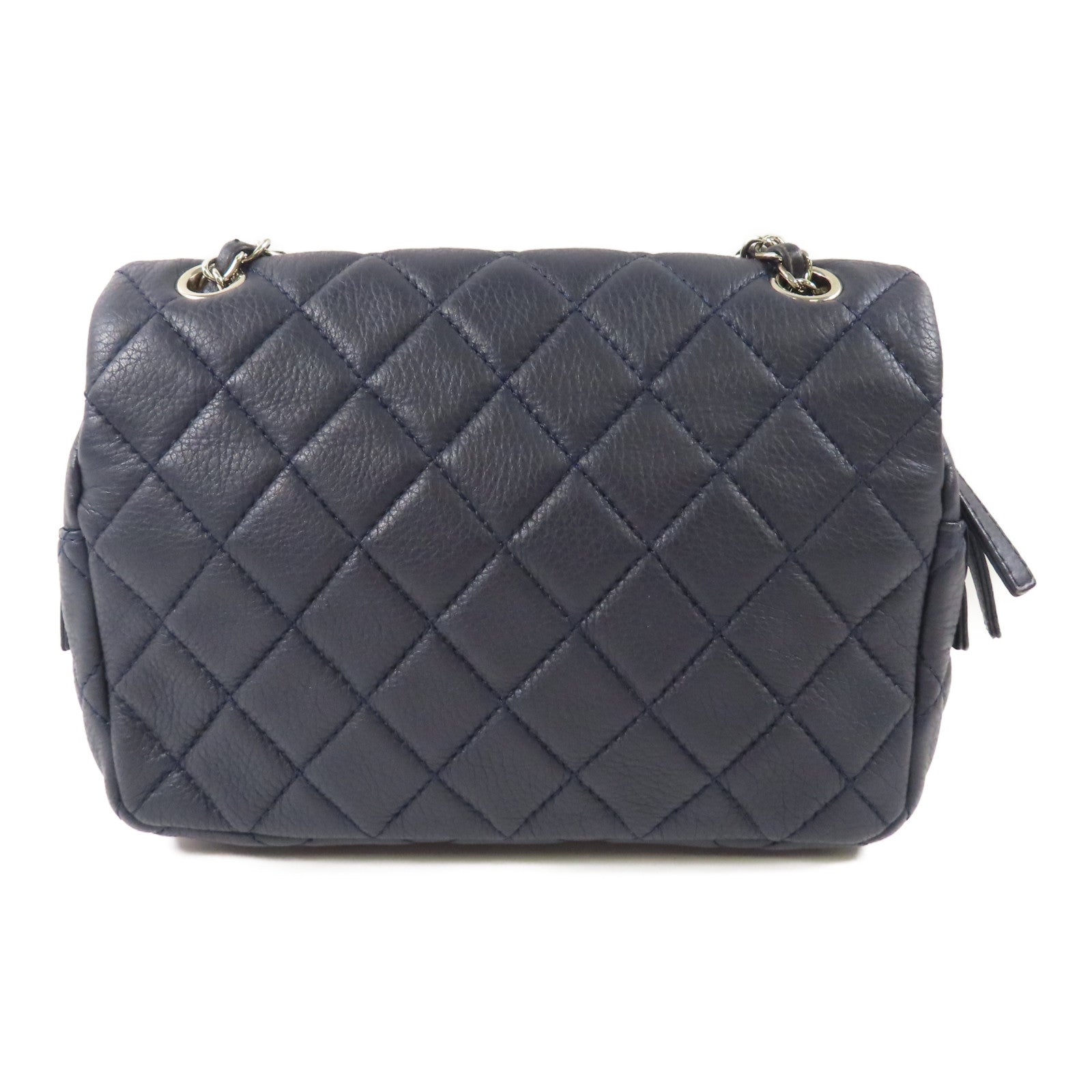 CHANEL 牛皮皮革Chain Shoulder銀扣鏈帶肩背袋