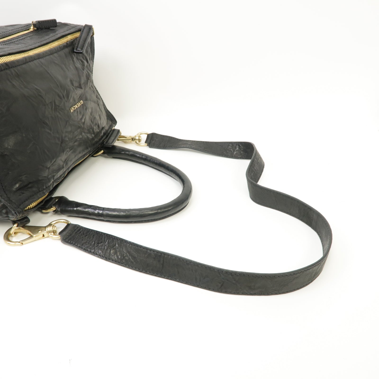 GIVENCHY 【清倉大減價】牛皮皮革Pandora Shoulder Bag金扣手挽肩背兩用袋黑色