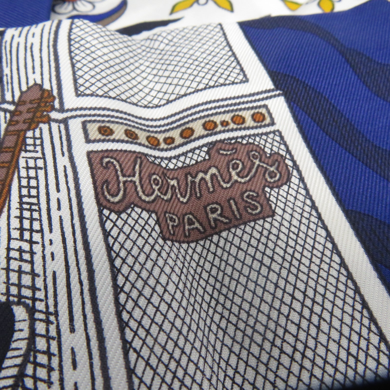 HERMES 【激減優惠】絲質Scarf絲巾啡色/藍色