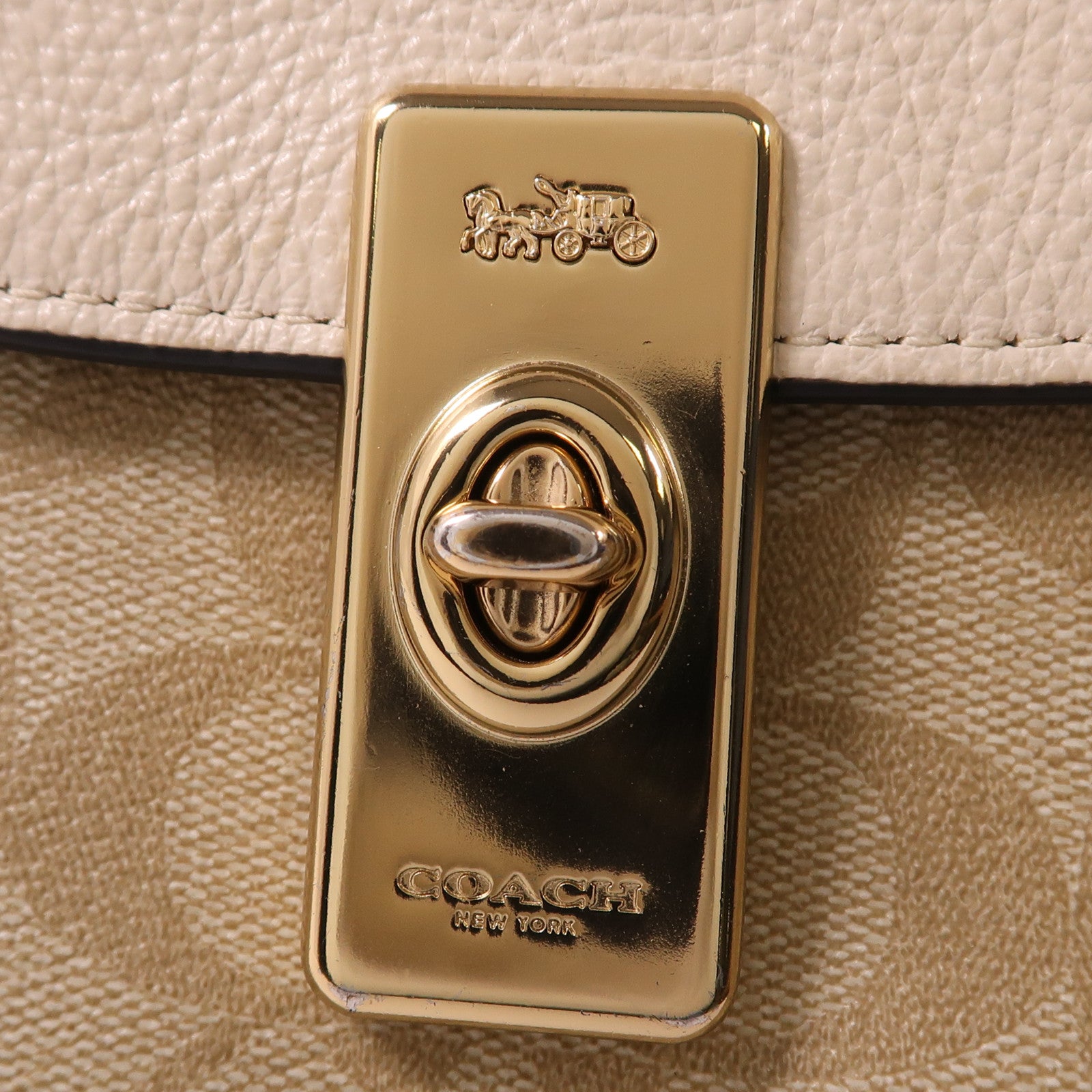 COACH 皮革/塗層帆布Shoulder Bag金扣鏈帶肩背袋