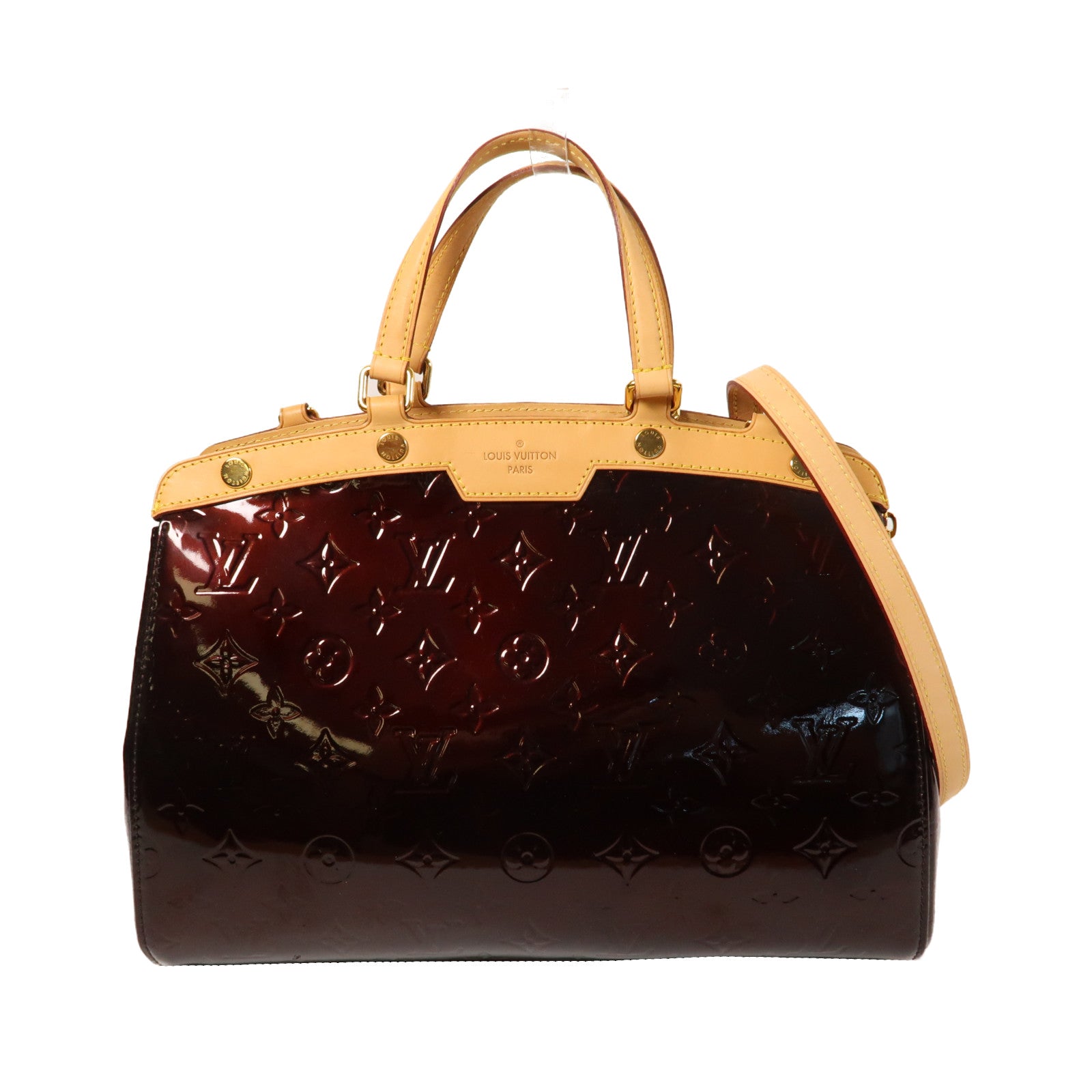 LOUIS VUITTON 【激減優惠】Monogram Vernis Brea MM金扣手挽肩背兩用袋紅色