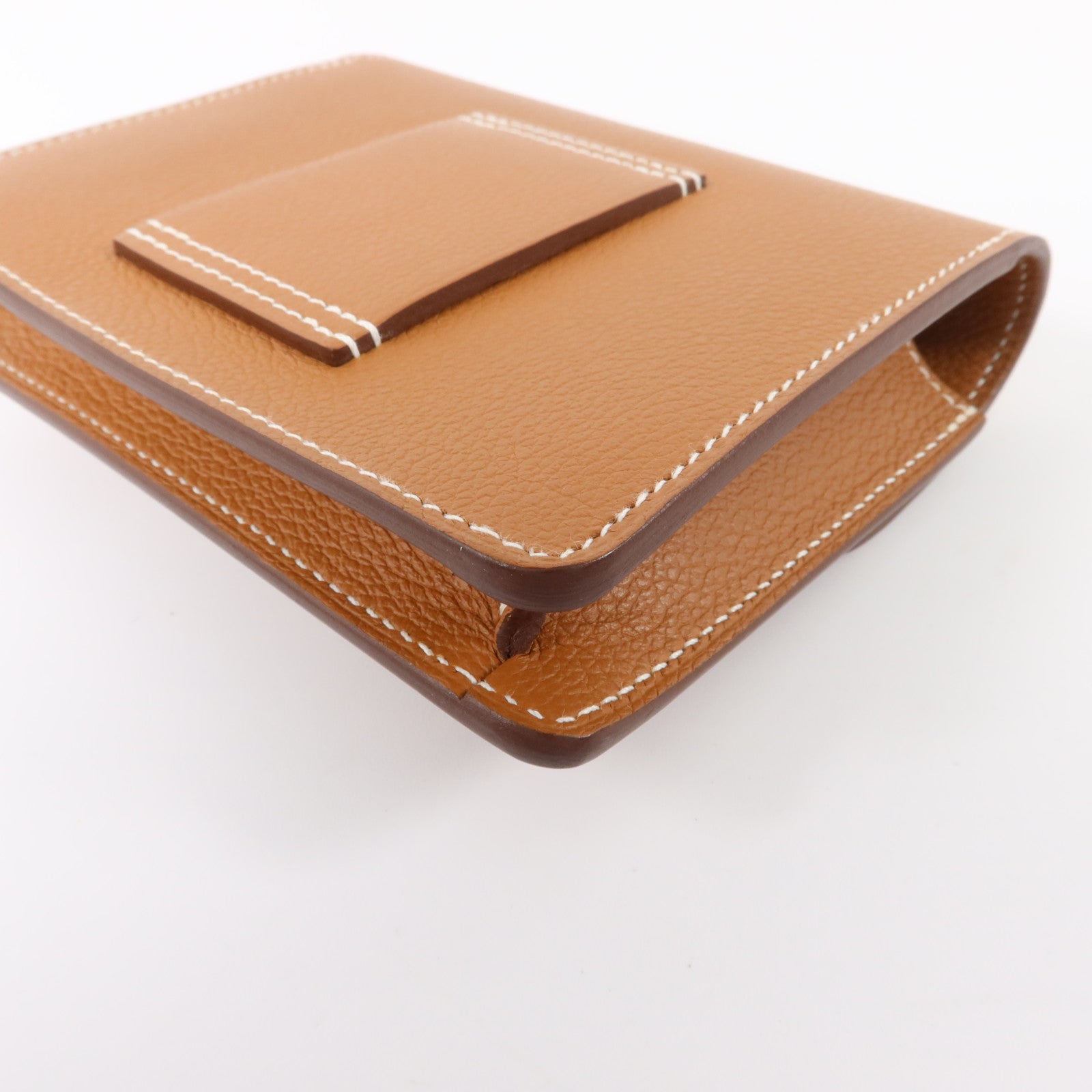 HERMES Evercolor皮革Roulis Slim銀扣錢包Gold
