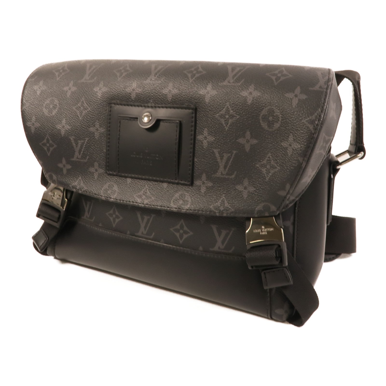 LOUIS VUITTON Monogram Eclipse Messenger PM Voyager銀扣肩背袋
