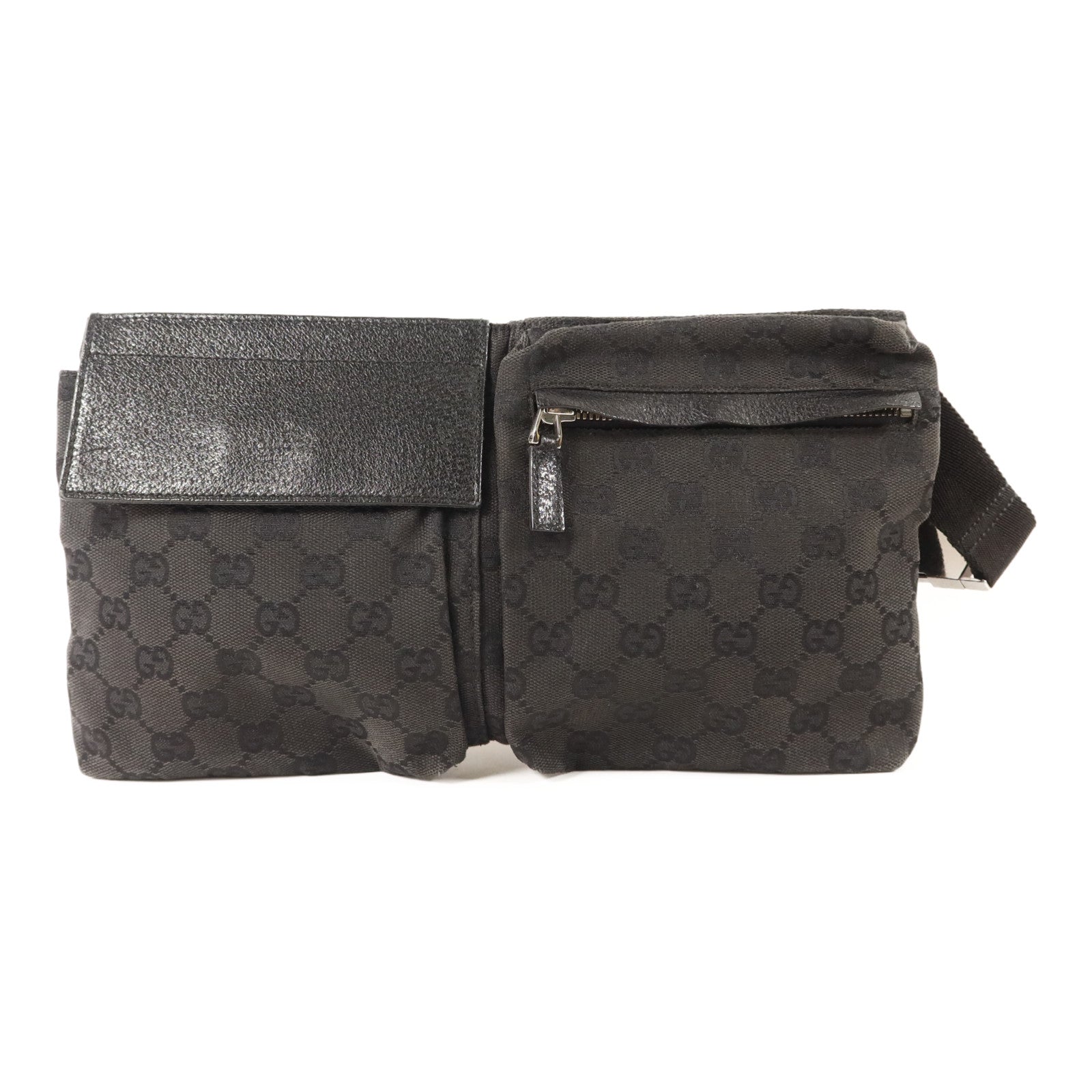 GUCCI 帆布Waist Bag銀扣腰包