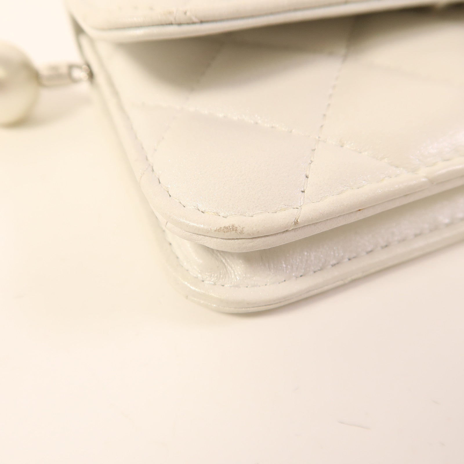 CHANEL CC Wallet On Chain Shoulder Bag Calfskin Leather White