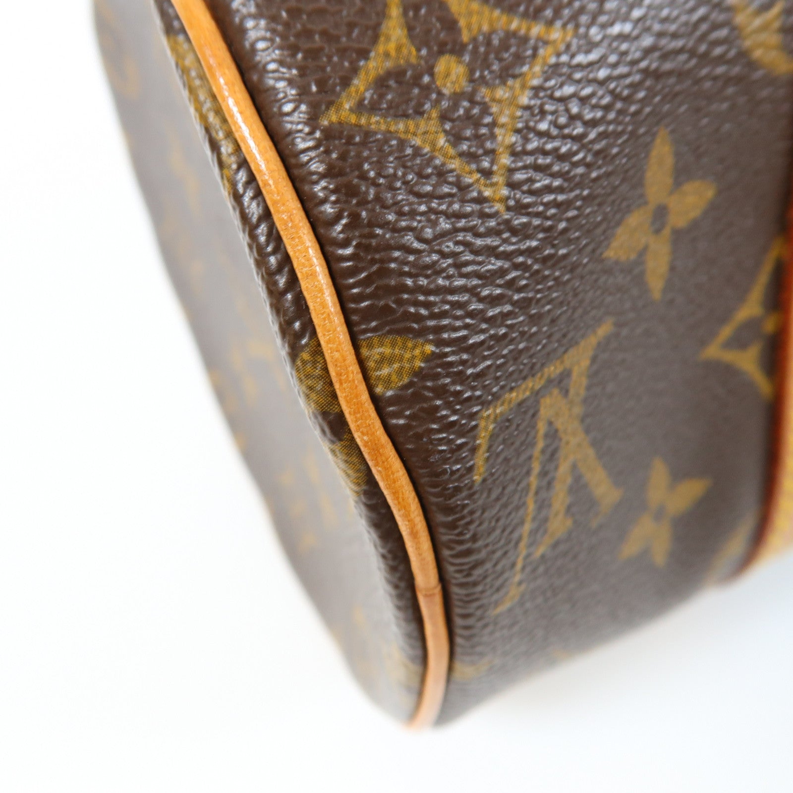LOUIS VUITTON Monogram Papillon PM金扣手挽袋棕色