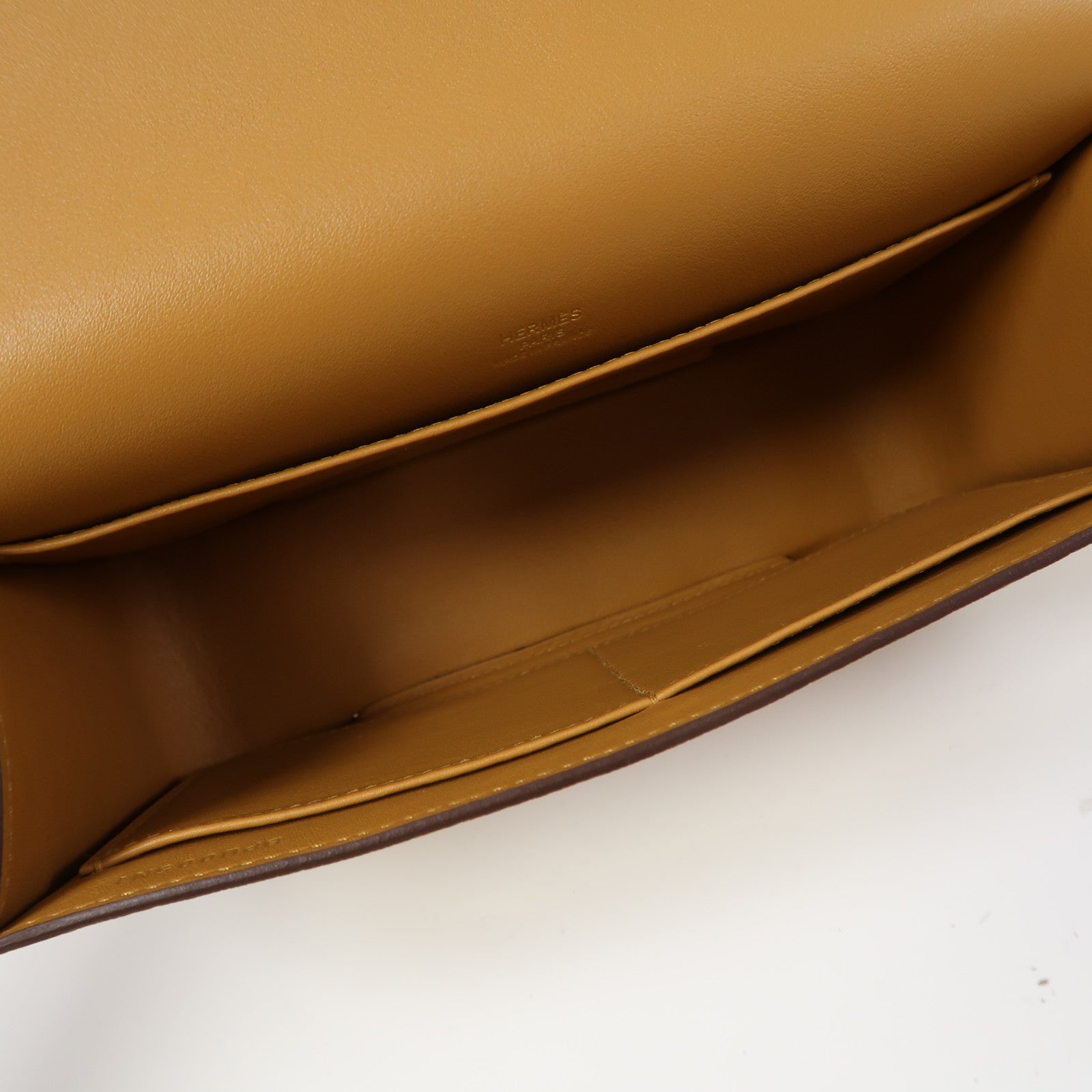HERMES Chevre皮革Geta金扣肩背袋焦糖色