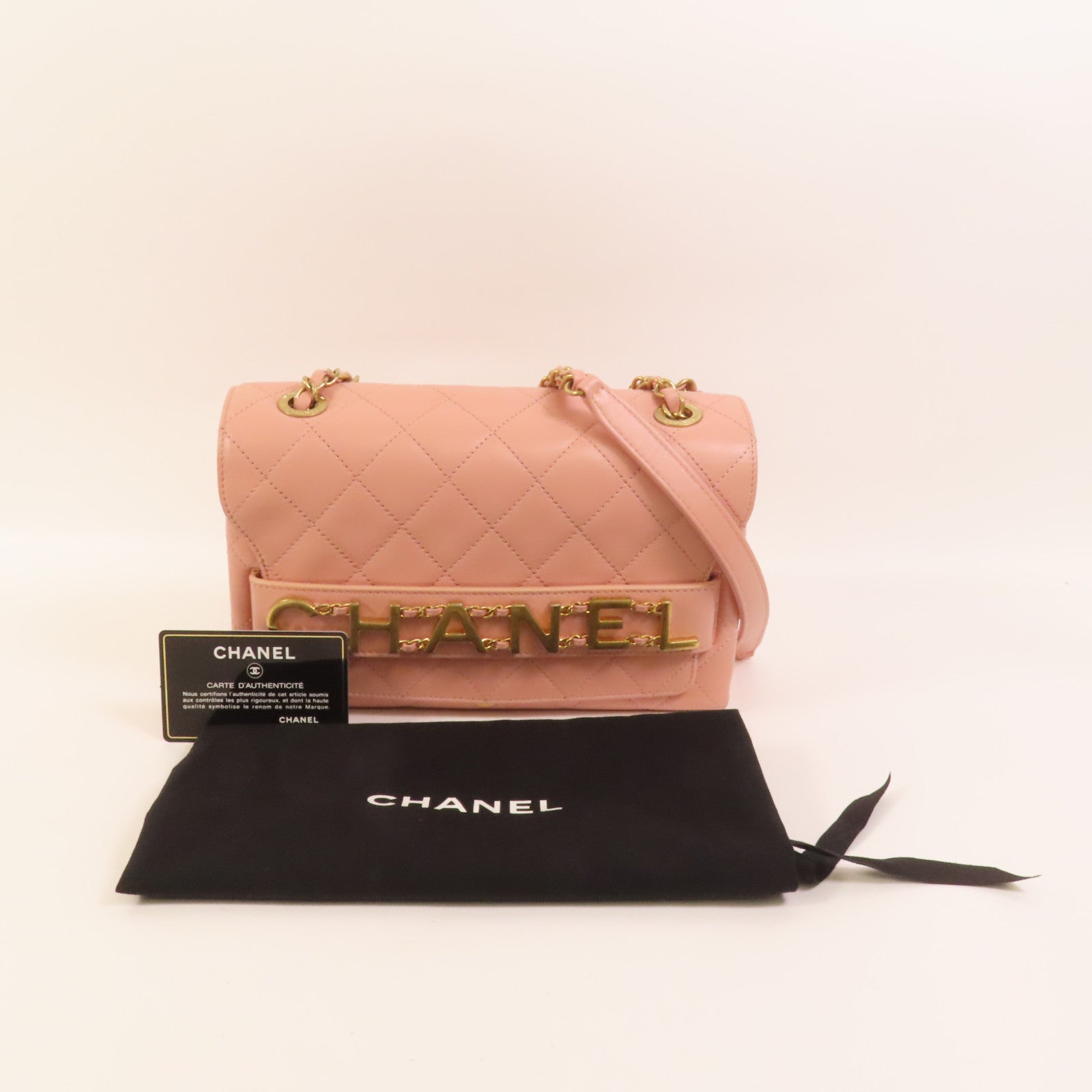 CHANEL 皮革Shoulder Bag金扣鏈帶肩背袋