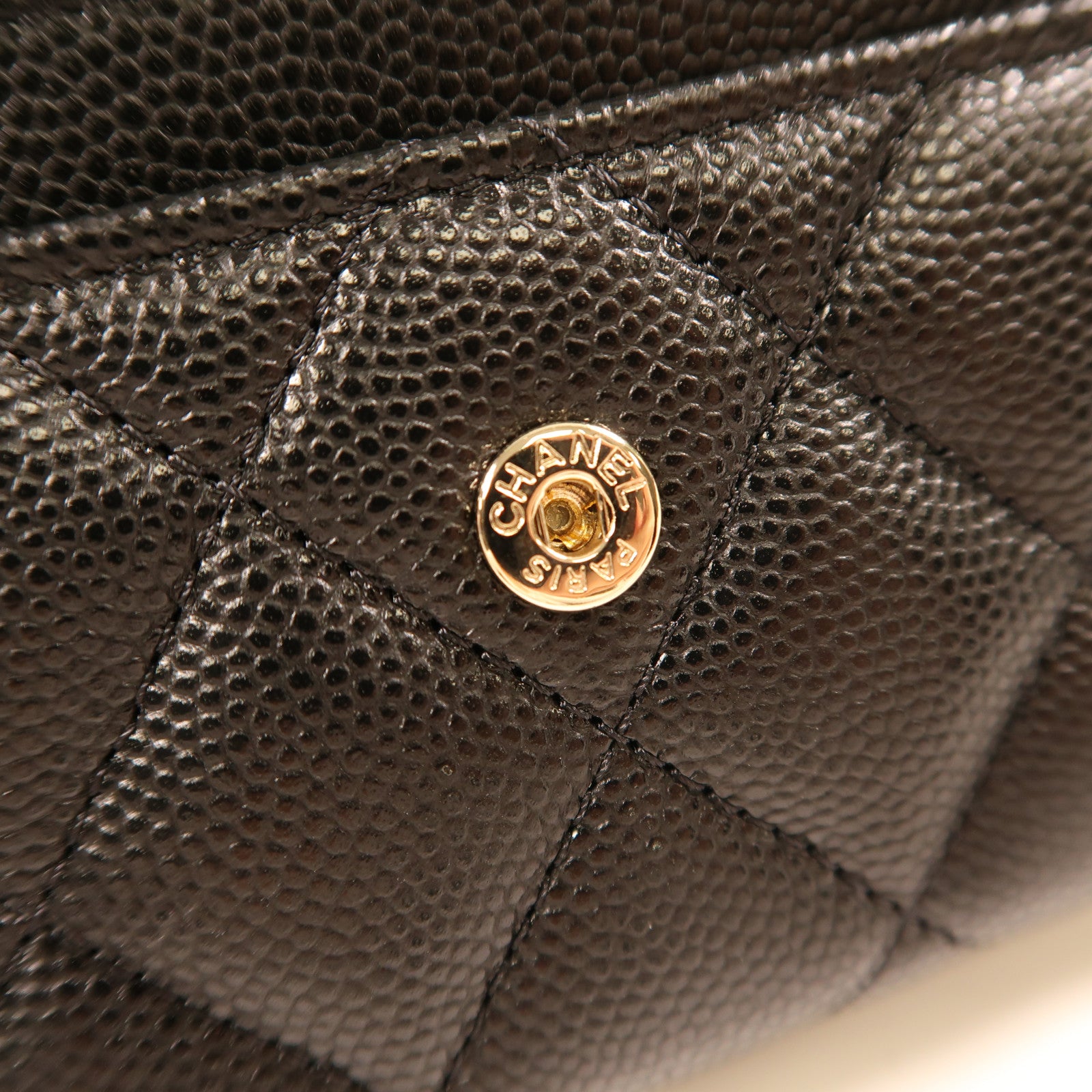 CHANEL 牛皮皮革Wallet金扣長錢包黑色