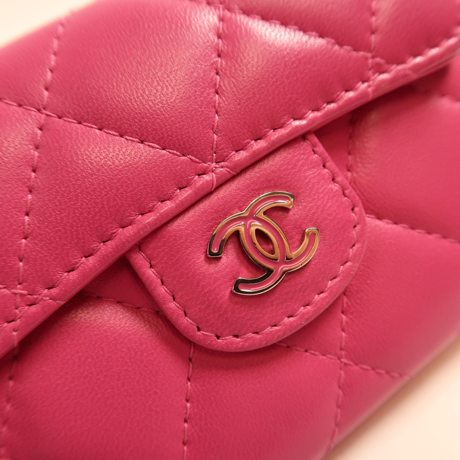 CHANEL 【激減優惠】羊皮皮革Card Case銀扣卡片套