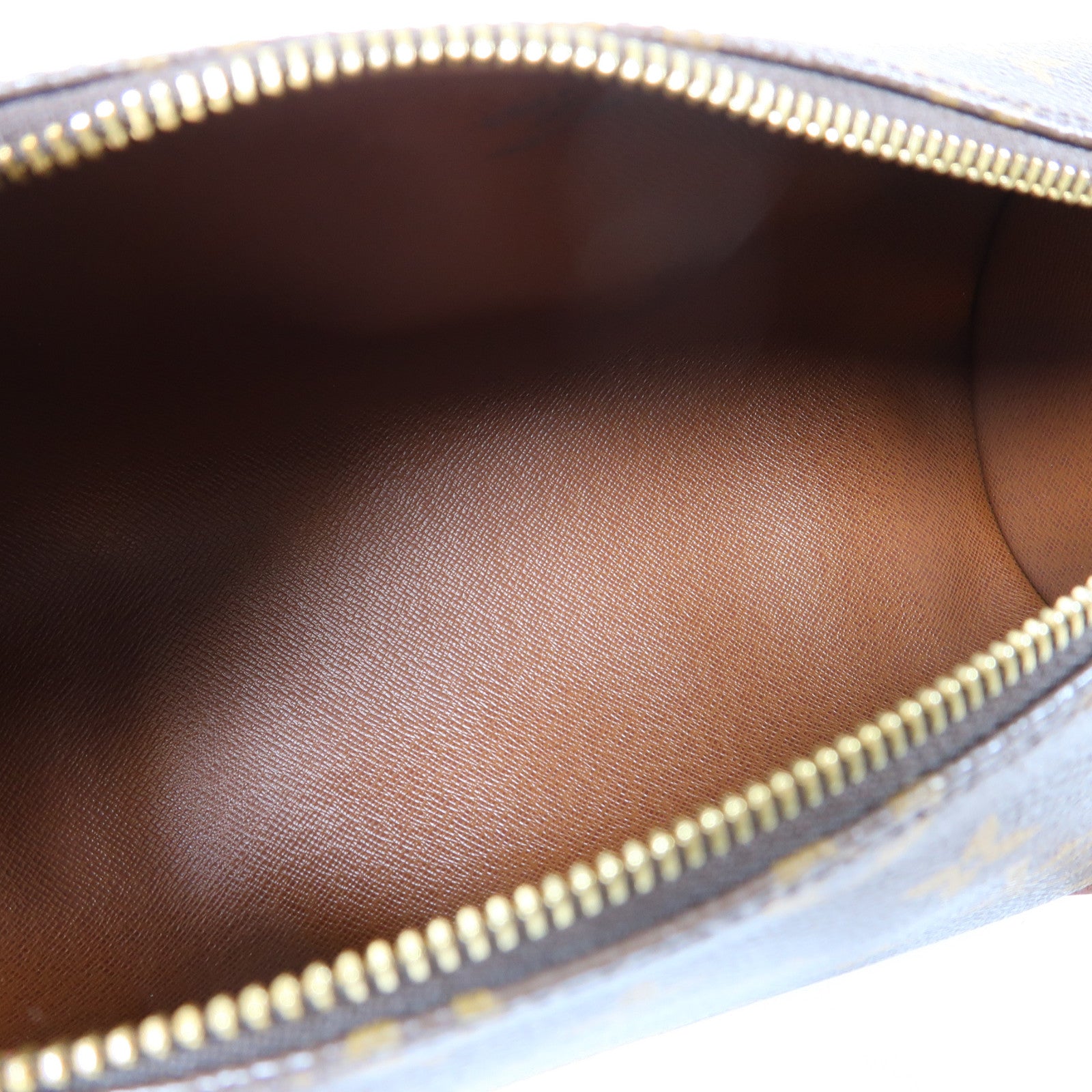 LOUIS VUITTON Monogram Papillon PM金扣手挽袋棕色
