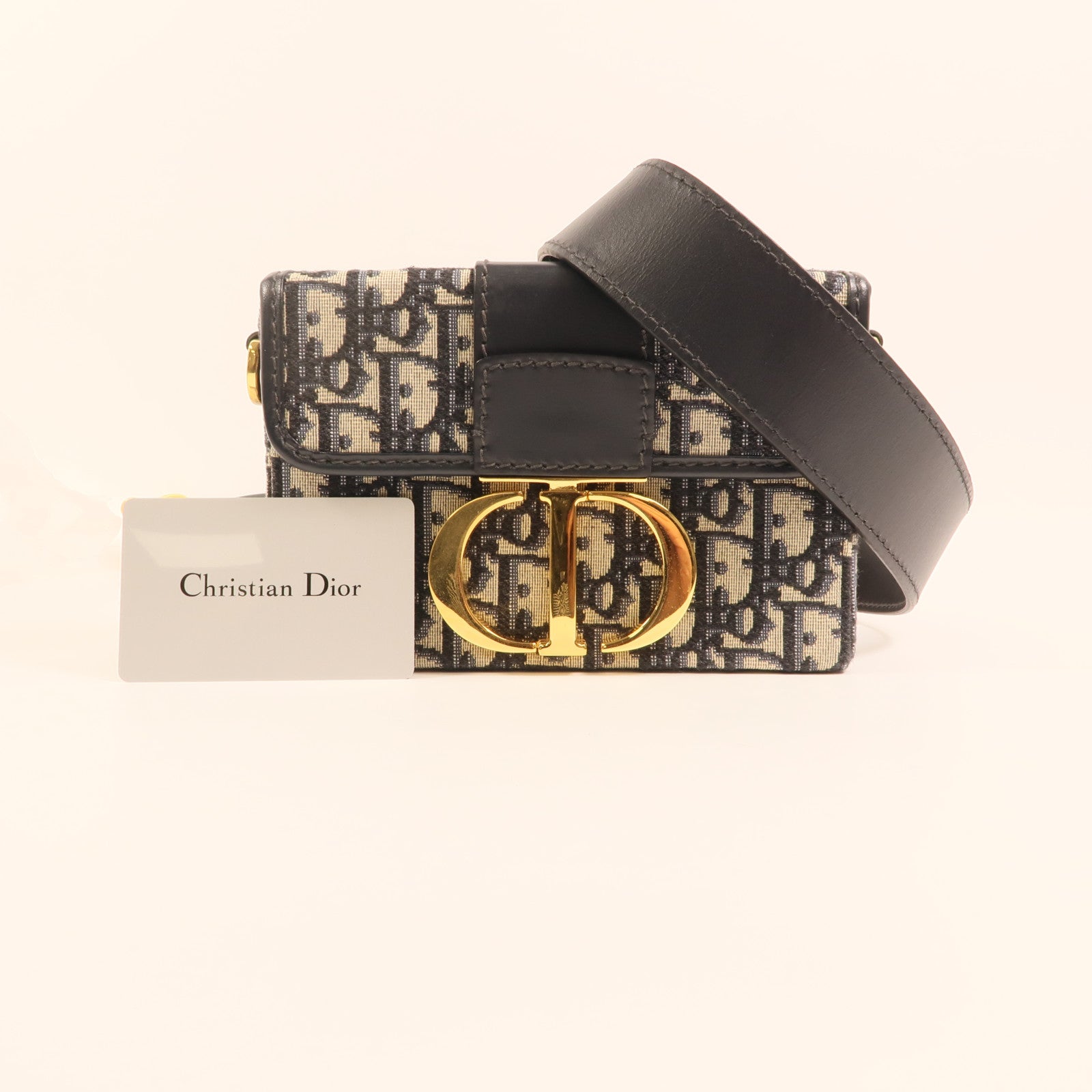 Dior 帆布/牛皮皮革Oblique Montaigne 30金扣肩背袋