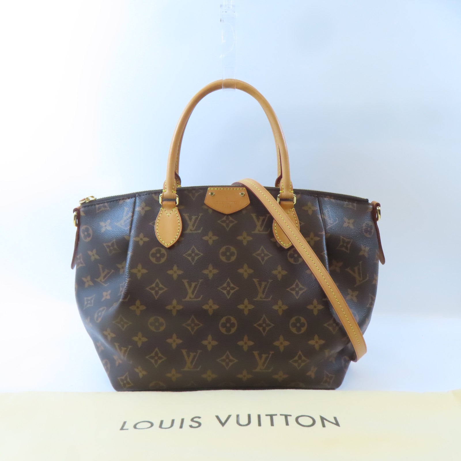 LOUIS VUITTON Monogram Turenne MM金扣手挽肩背兩用袋棕色
