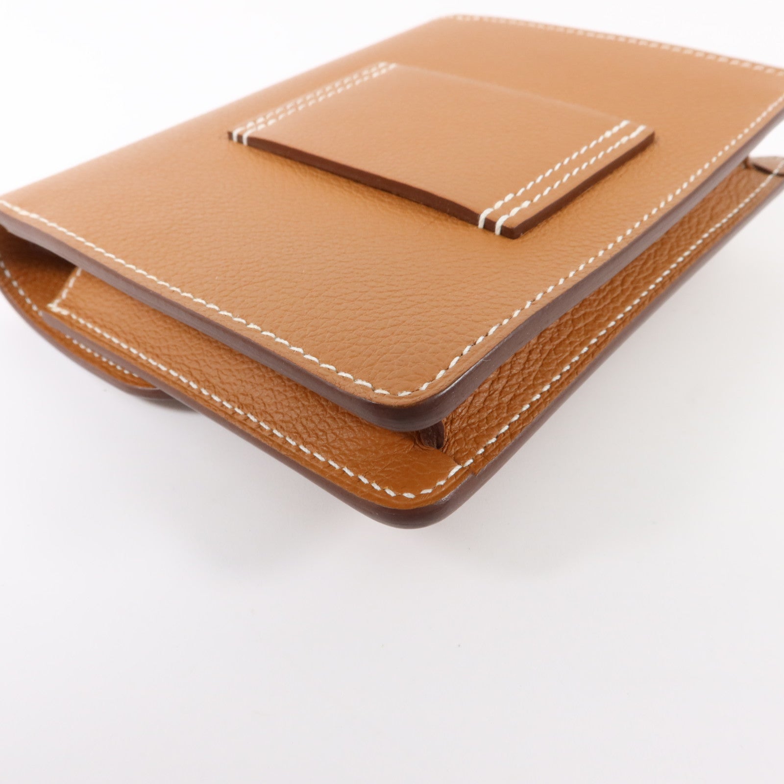 HERMES Evercolor皮革Roulis Slim銀扣錢包Gold