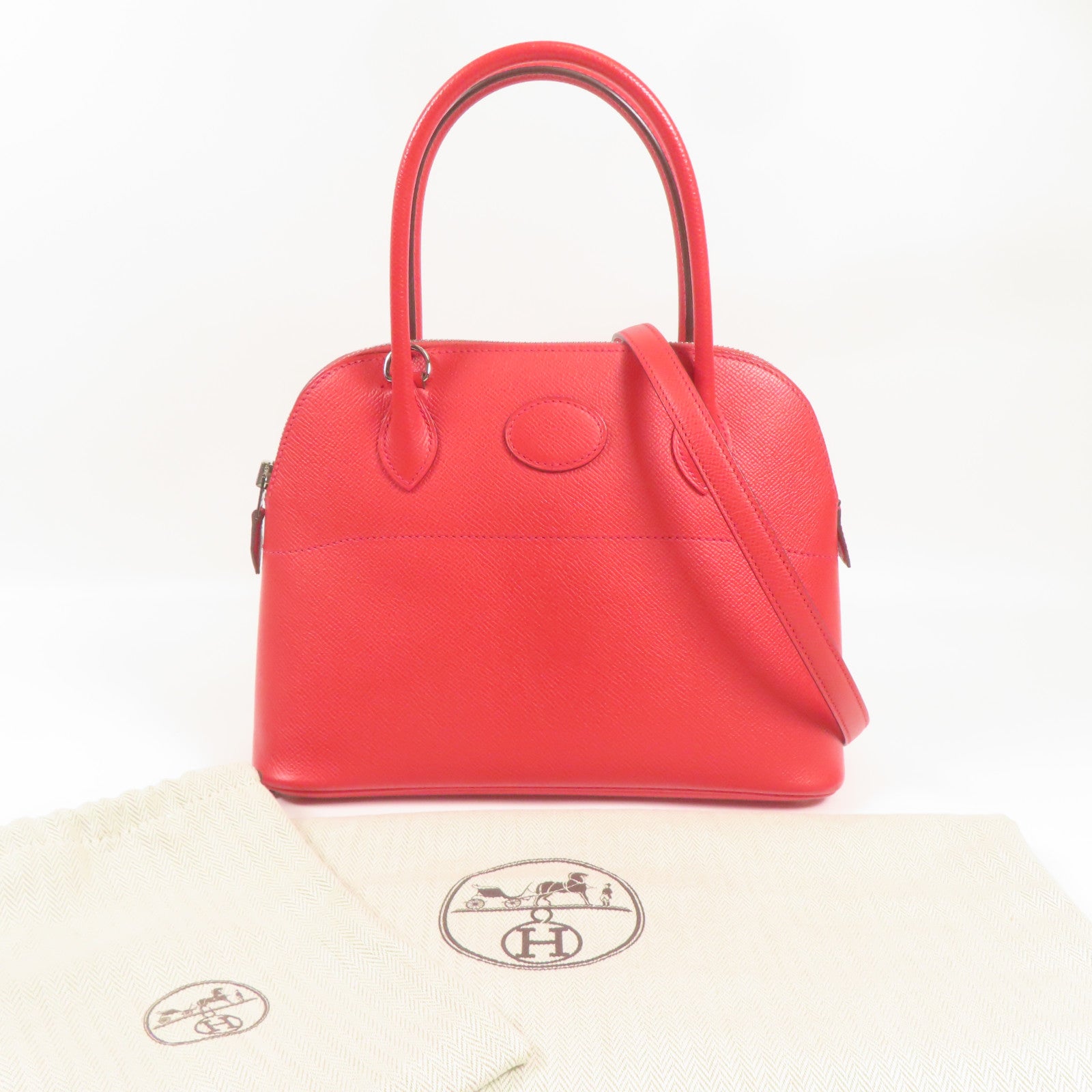 HERMES Epsom皮革Bolide 27銀扣手挽肩背兩用袋Bougainvillea