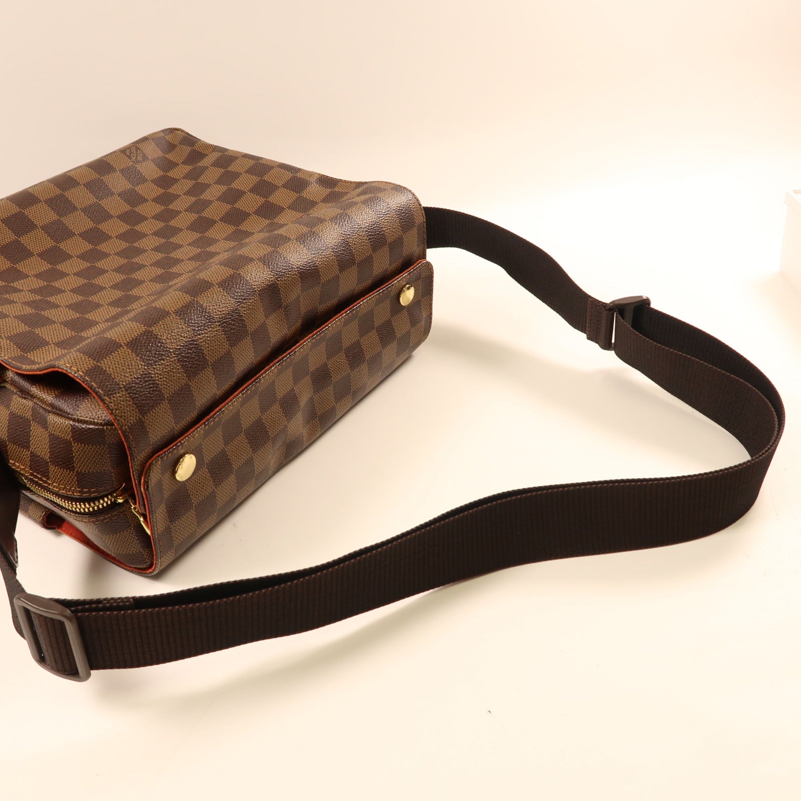 LOUIS VUITTON Damier Naviglio金扣肩背袋啡色
