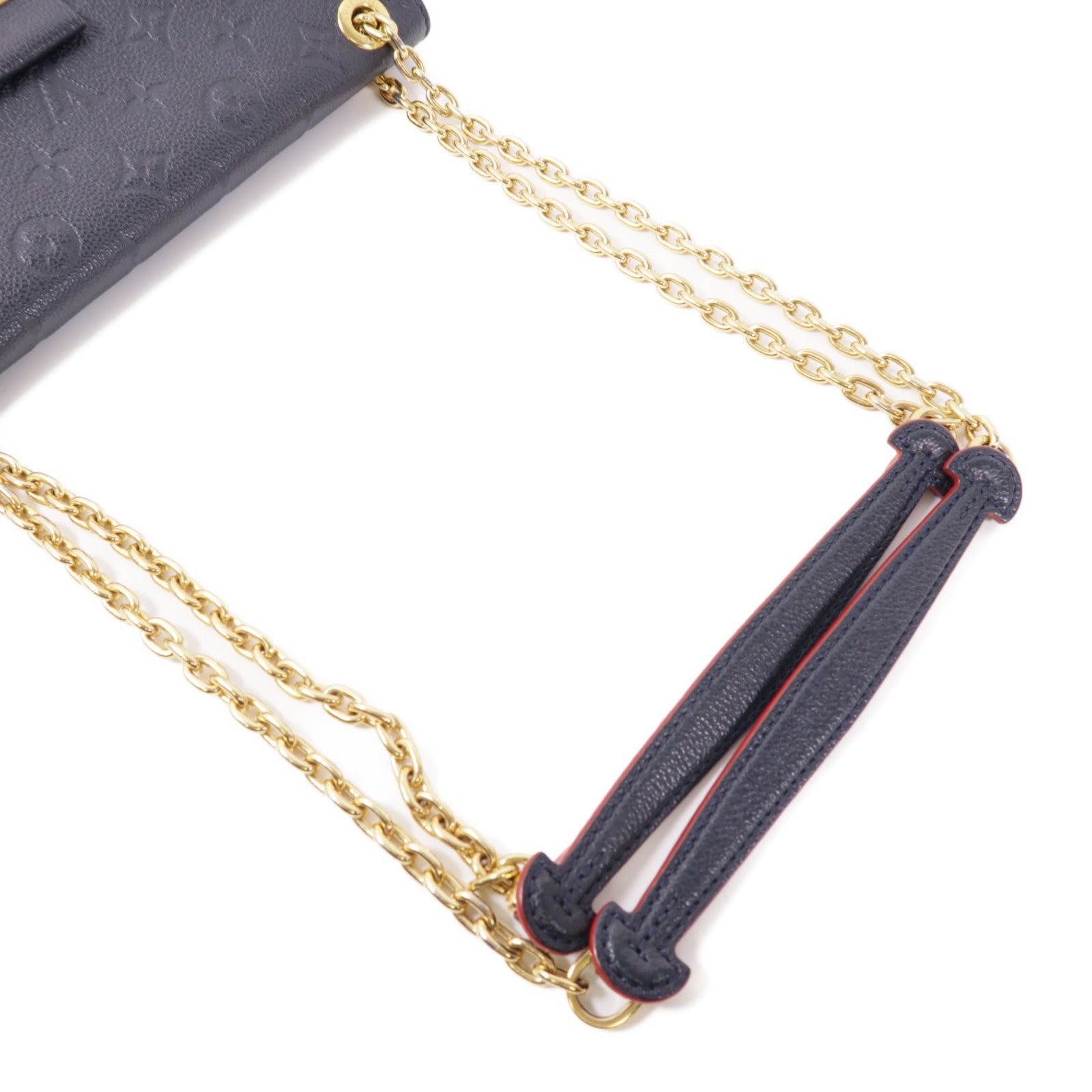 LOUIS VUITTON 【激減優惠】Monogram Empreinte Vavin PM金扣肩背袋深藍色