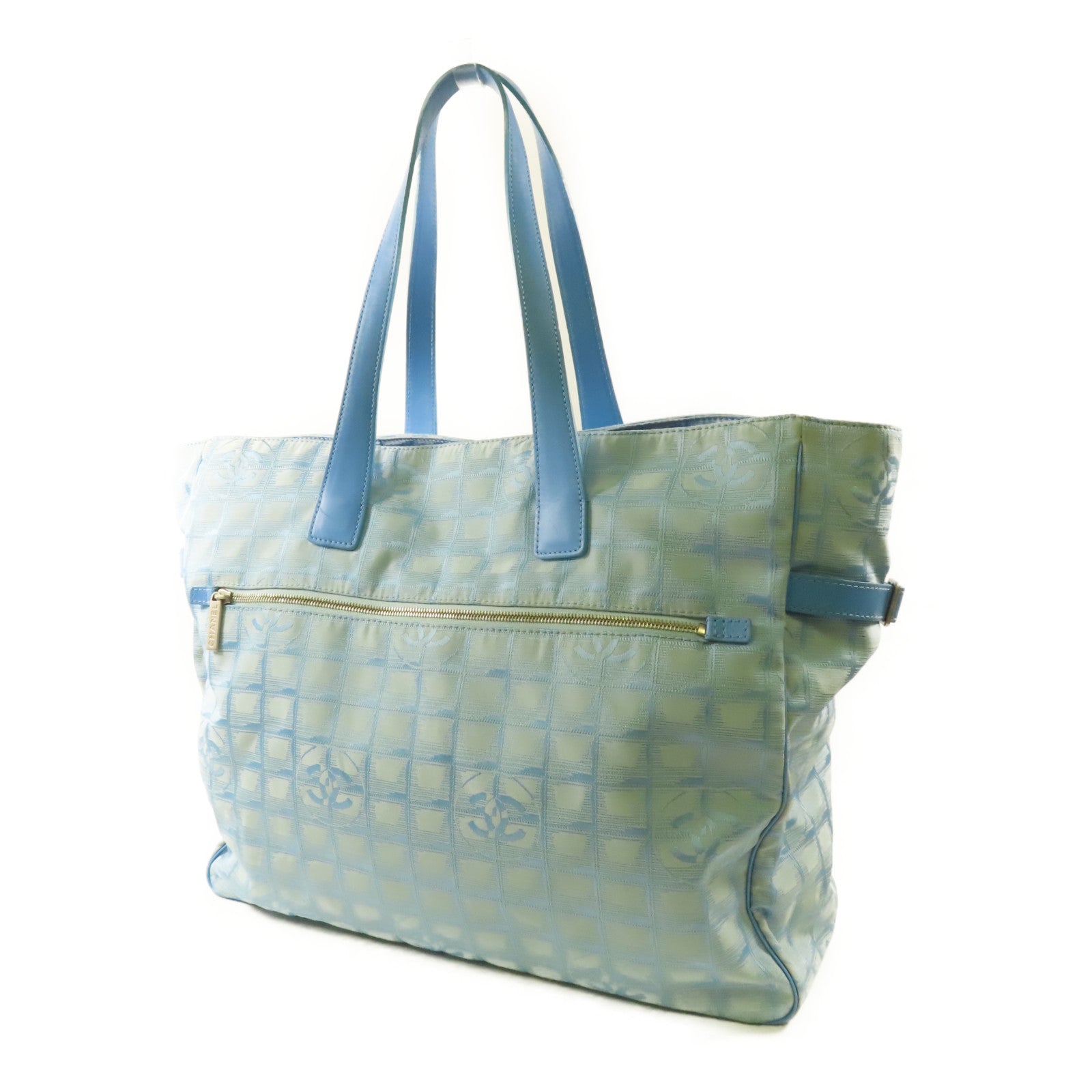 CHANEL CC SHW New Travel Line Tote Bag Nylon Blue