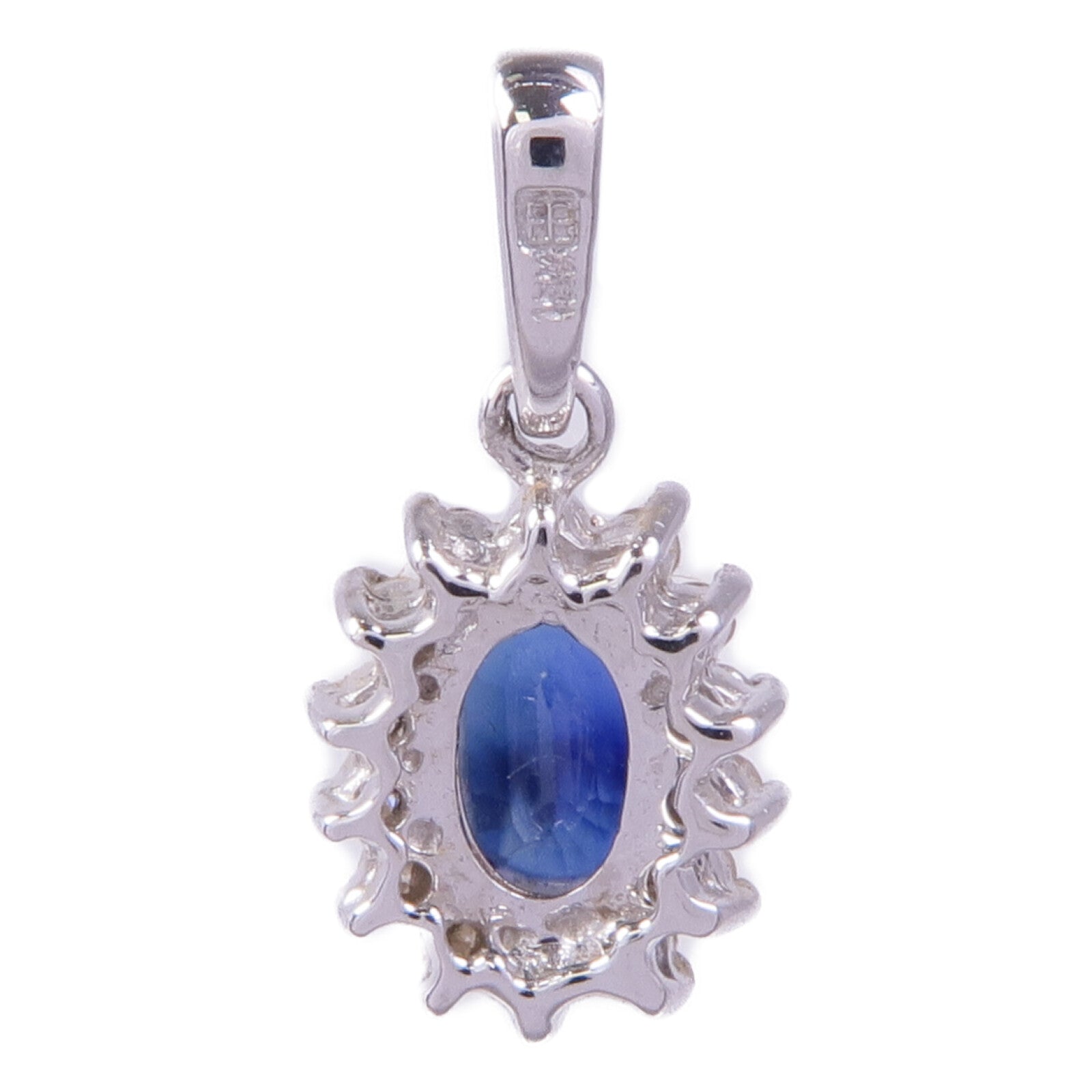 JEWELRY 18K白金Sapphire Diamond Pendant Top藍寶石/鑽石吊墜