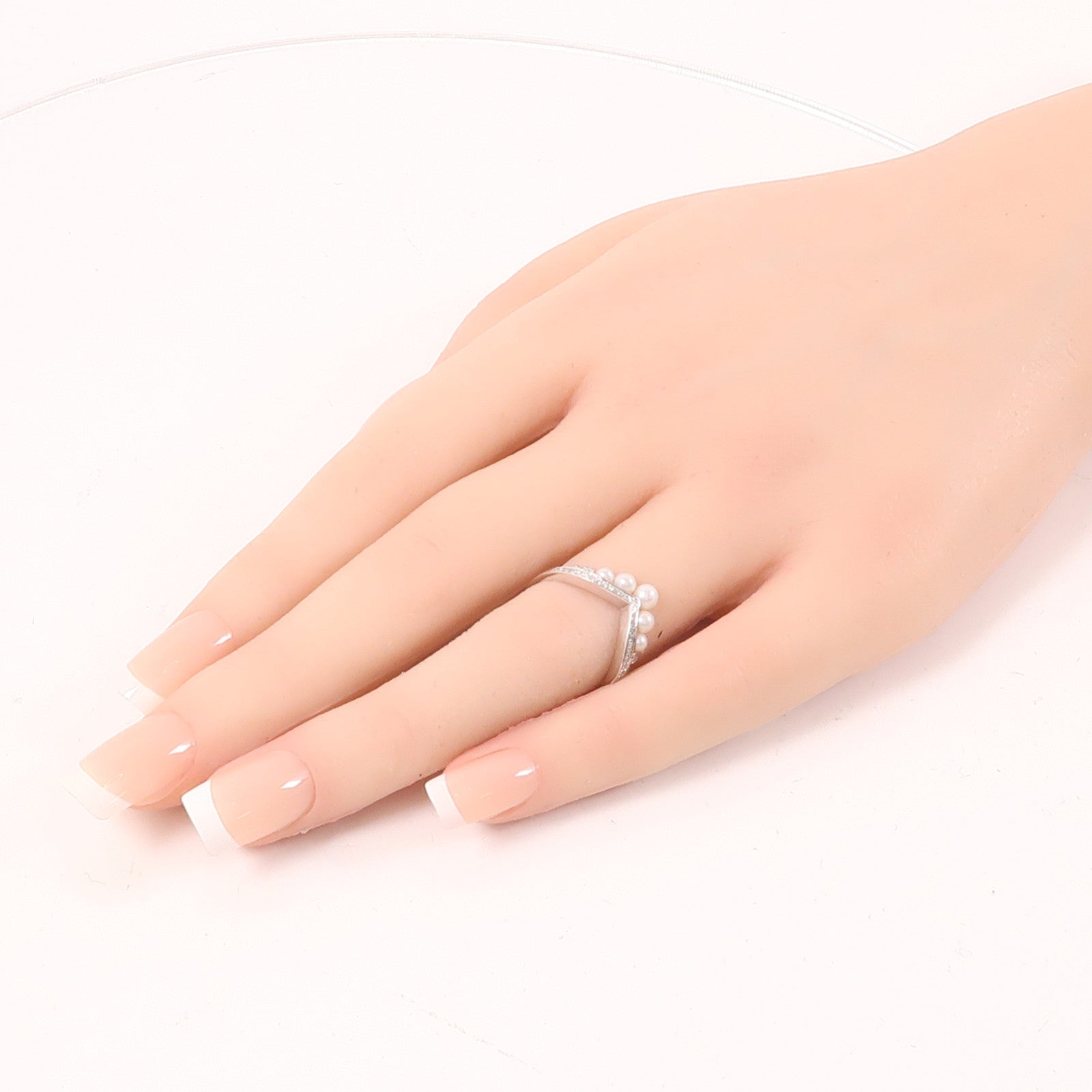 JEWELRY 18K白金Pearl Diamond Ring珍珠/0.12ct鑽石戒指US#5.75