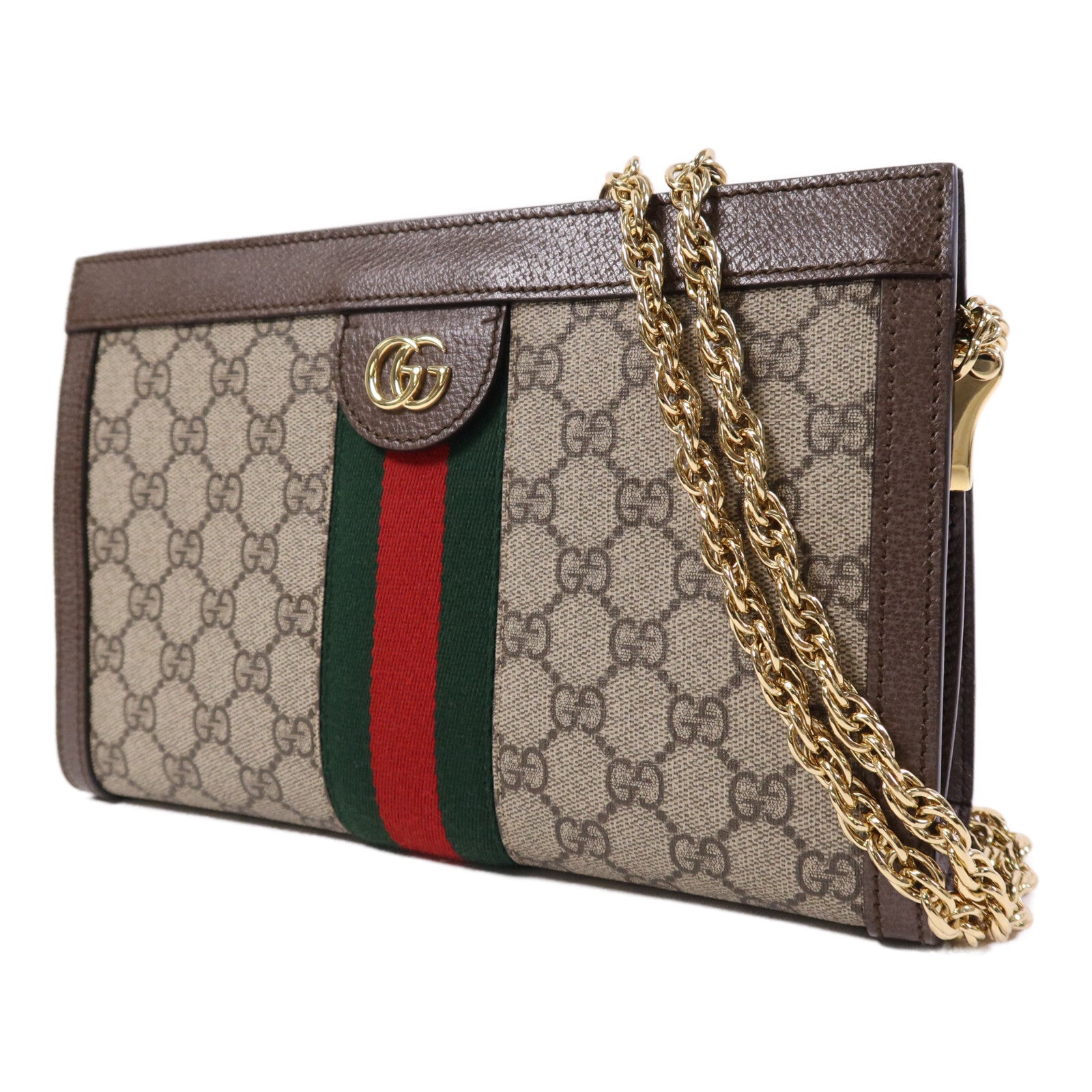 GUCCI 【激減優惠】塗層帆布Ophldia GG金扣鏈帶肩背袋