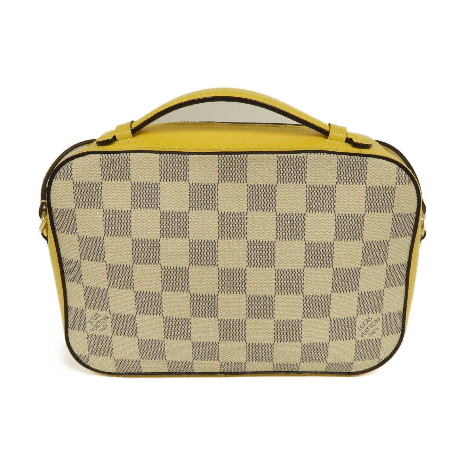 LOUIS VUITTON 【激減優惠】Damier Azur Saintonge金扣手挽肩背兩用袋黃色/白色