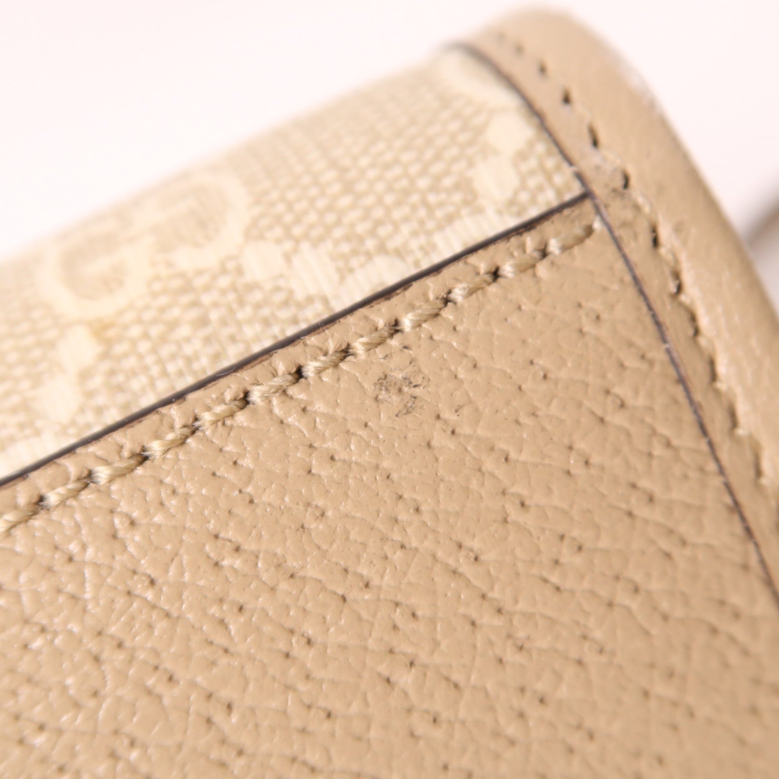 GUCCI 塗層帆布/皮革Mini 2 Way Tote金扣手挽肩背兩用袋米色