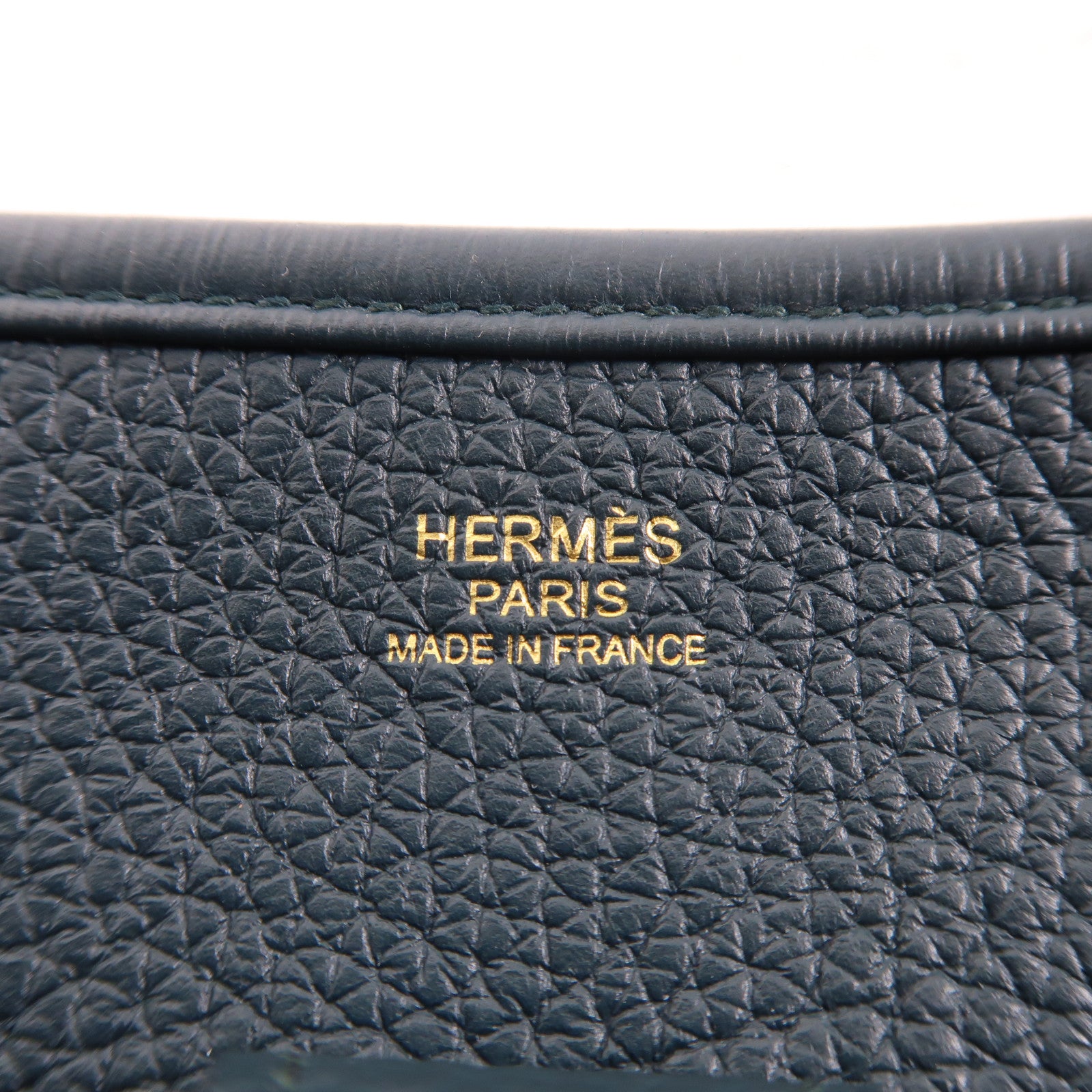 HERMES Clemence皮革Evelyne PM金扣肩背袋vert cypress墨綠色