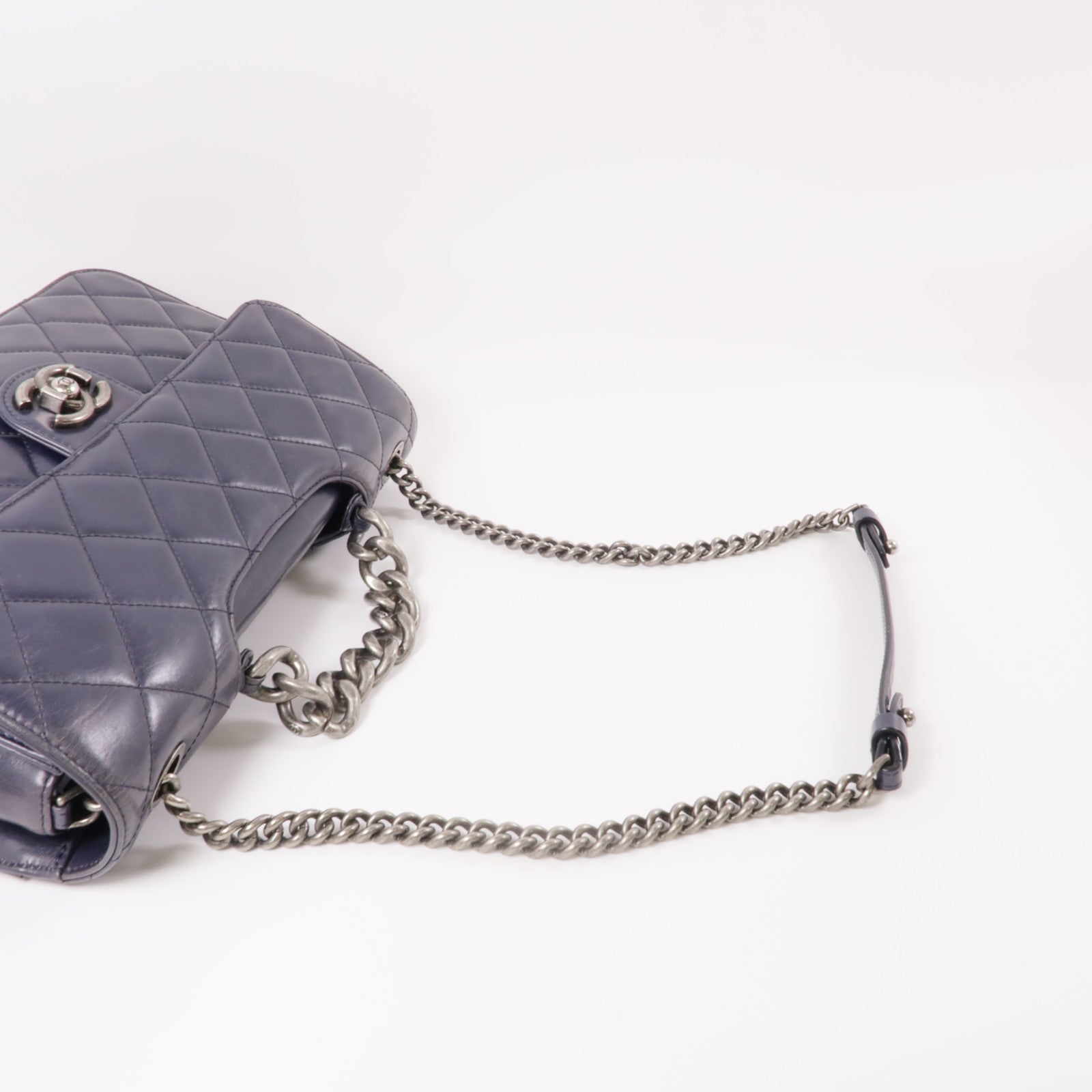 CHANEL 牛皮皮革2 Way Chain Shoulder銀扣手挽肩背兩用袋